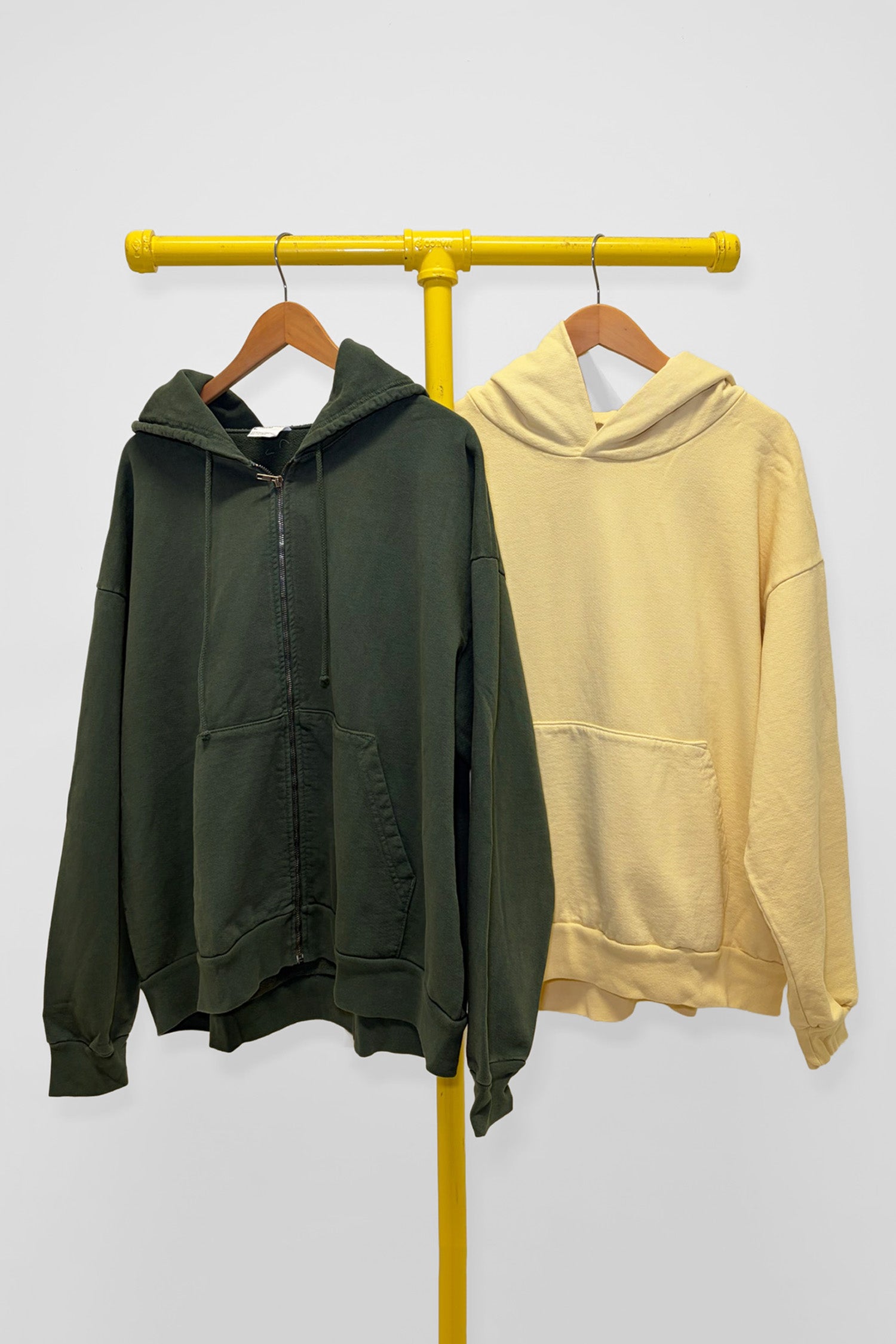 L Trash Zip Up Hoodie & Trash Hoodie, front view