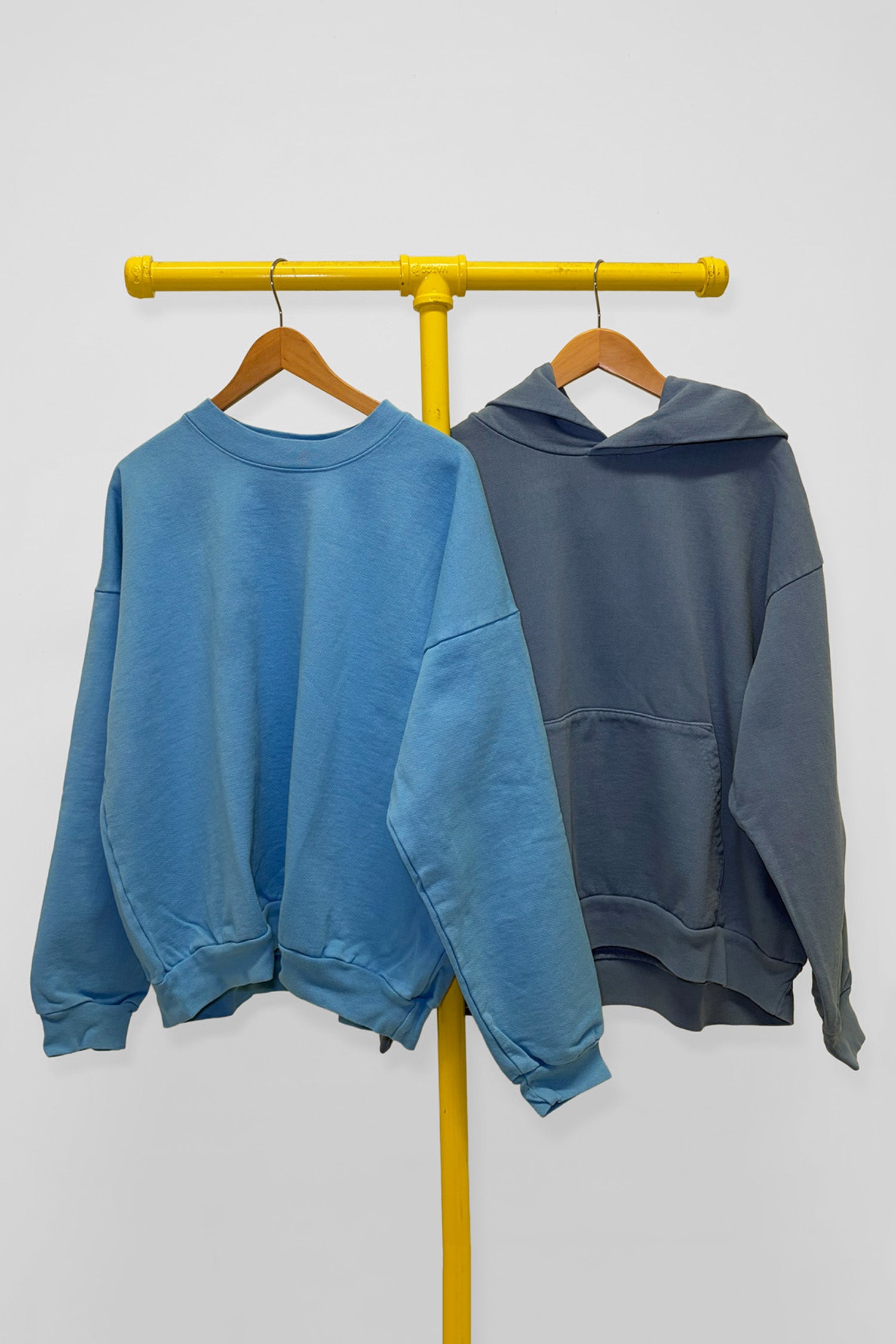 L Crewneck & Trash Hoodie, front view