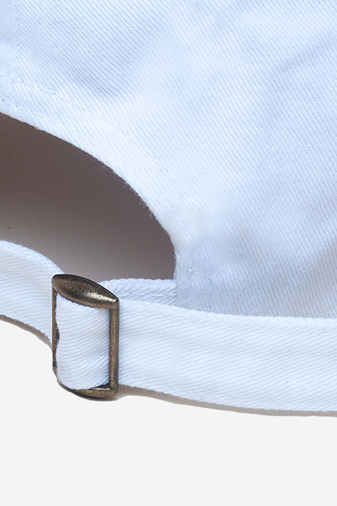Good Weather Cap close-up back view showing metal buckle of adjustable strap.