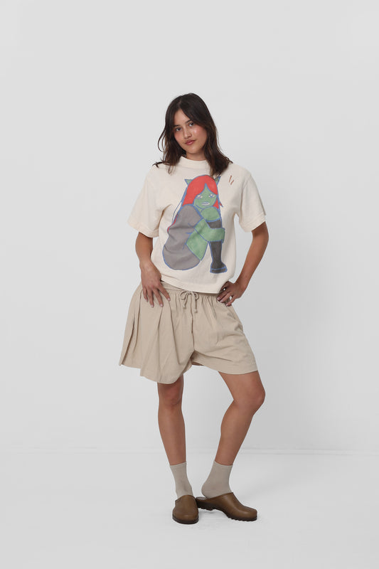 Styled with Oat Tubular Shorts, Oat Spring Socks and Plasticana Opana Mules.