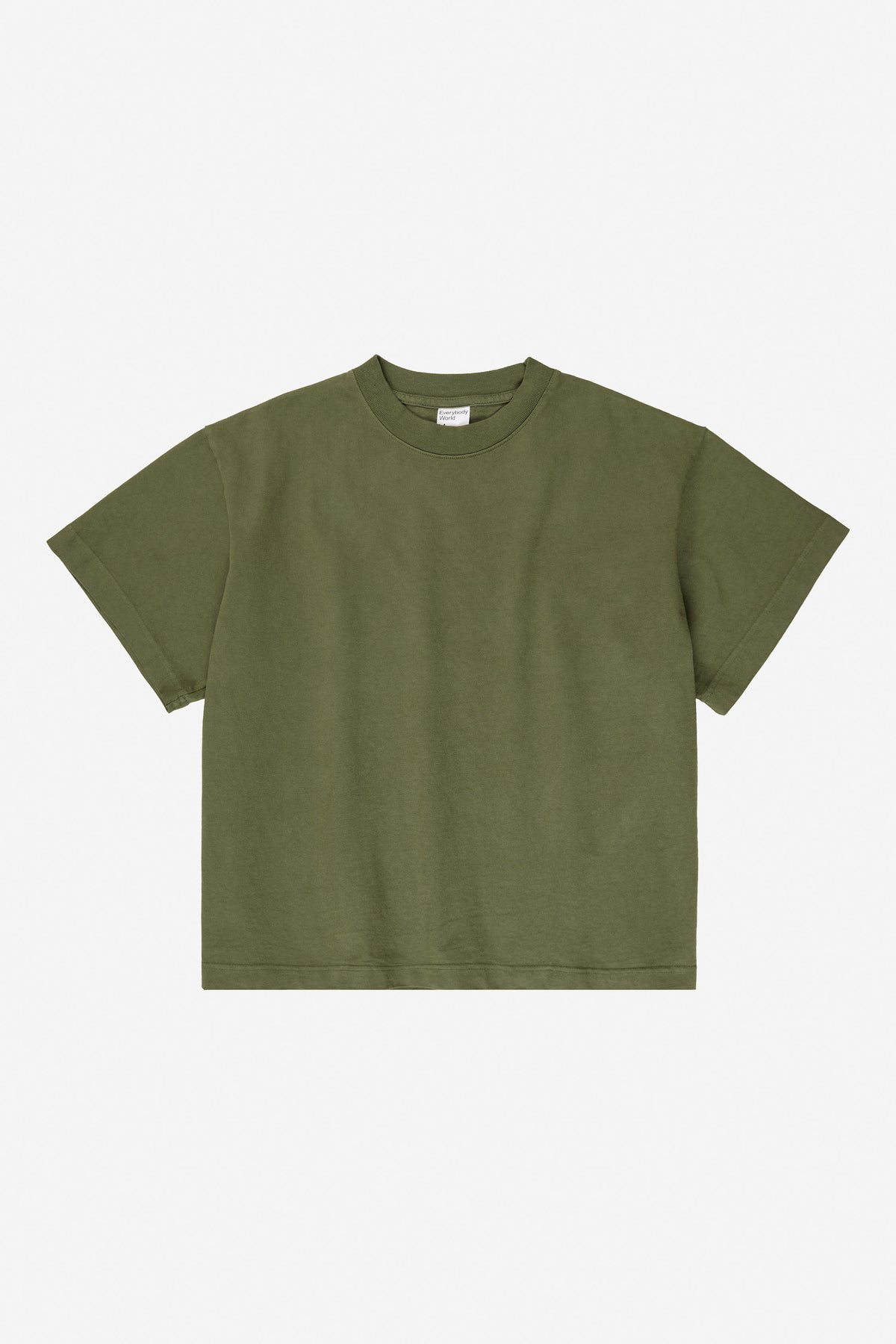 Heavyweight Boxier Trash Tee in Olive – flat lay, no model