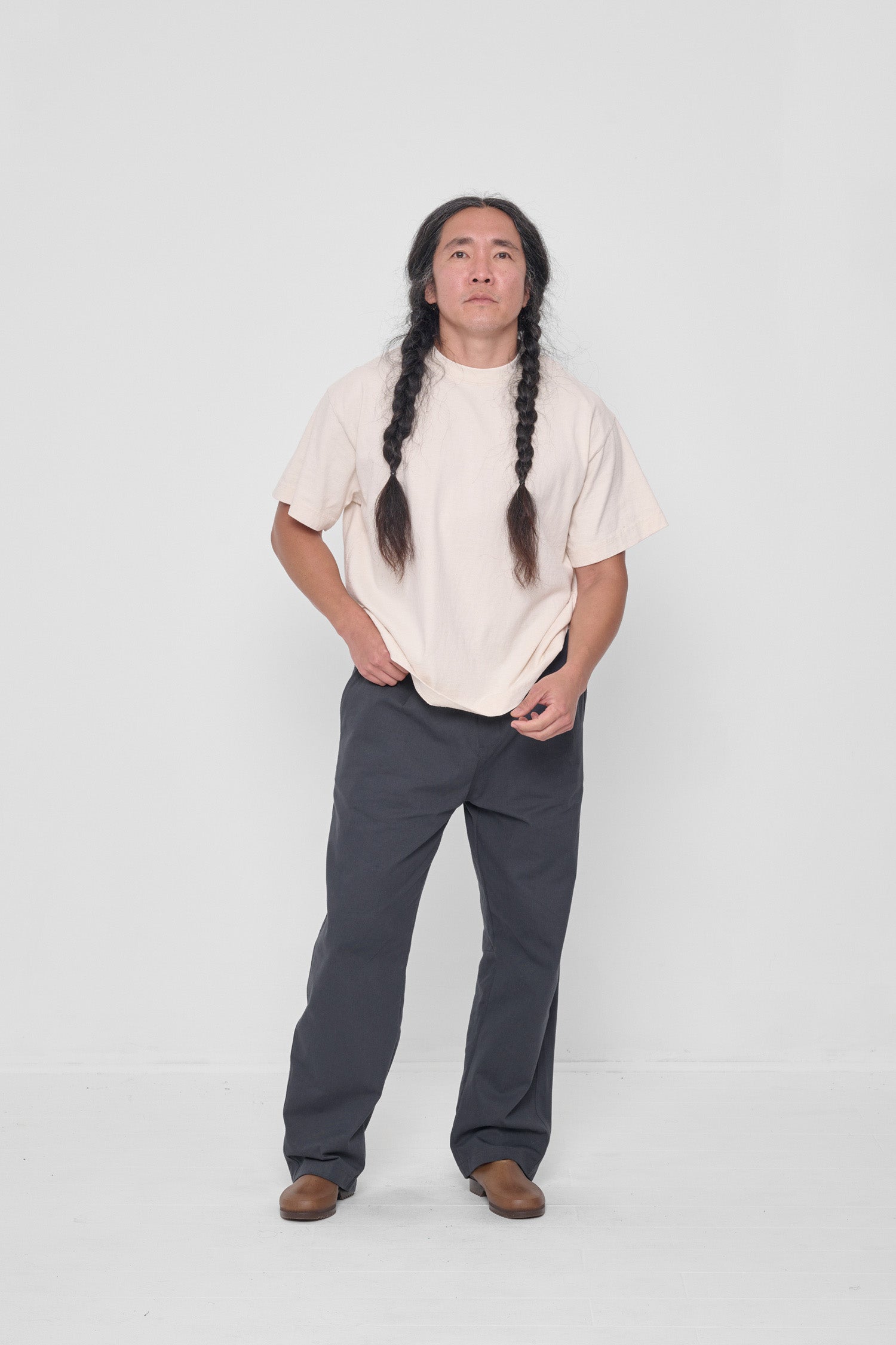 Styled with Slate Life Uniform Pants and Plasticana Gardana Clogs.