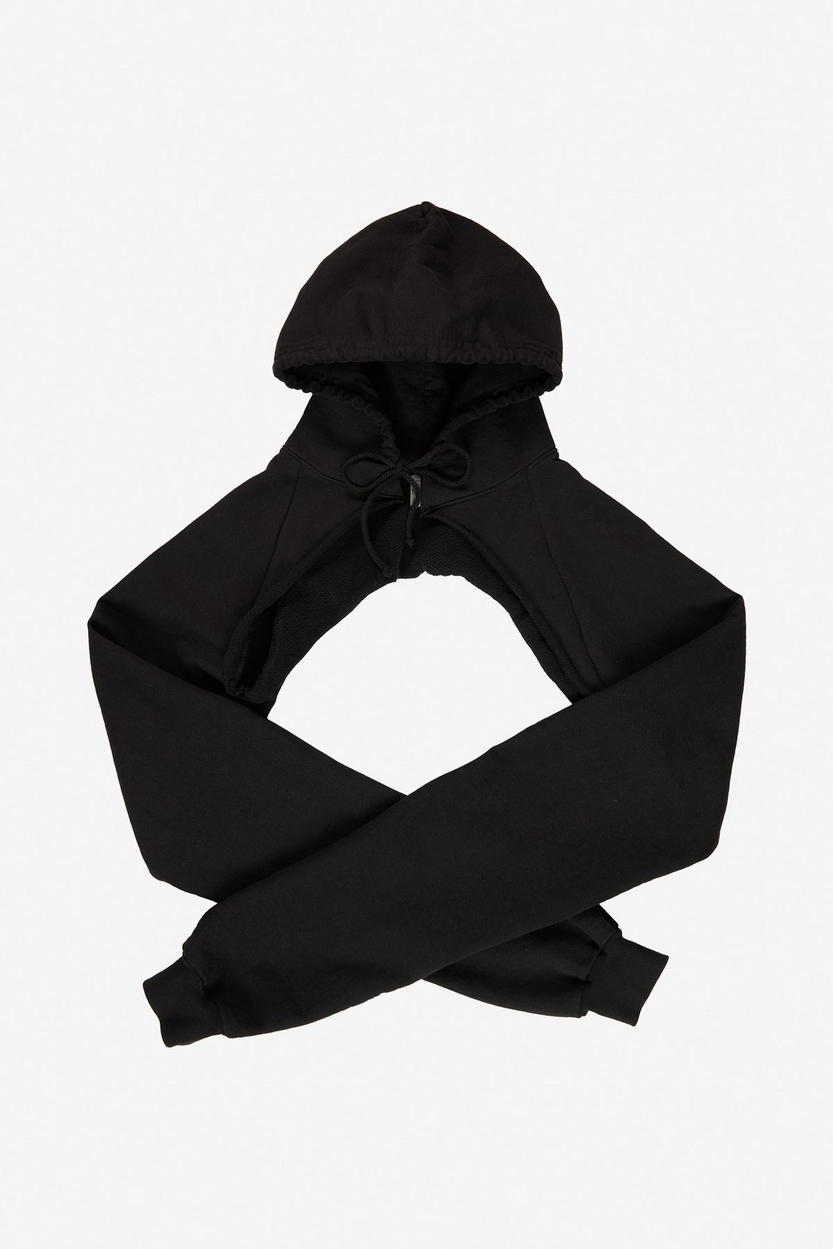 Clyde x Everybody.World Hoodie Scarf in Black – flat lay, no model