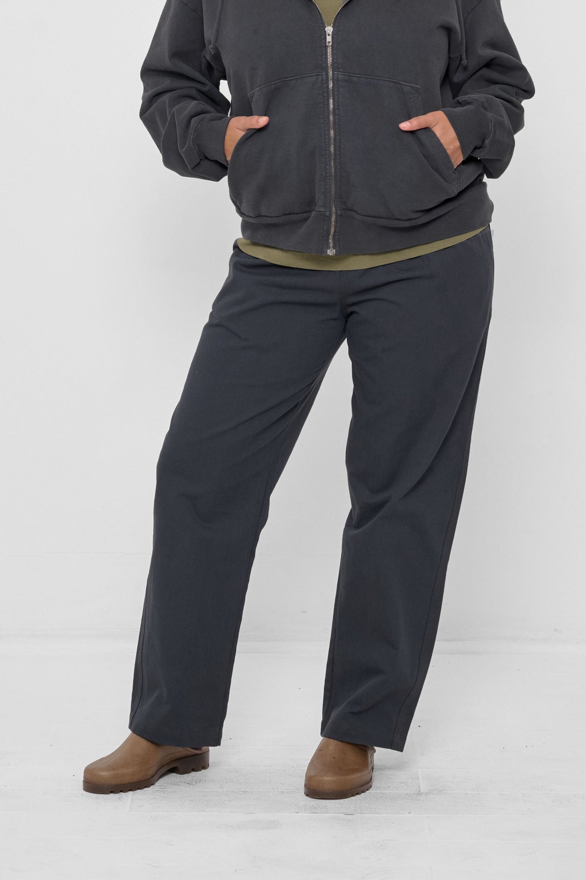 Life Uniform Pants in Slate – front view on model