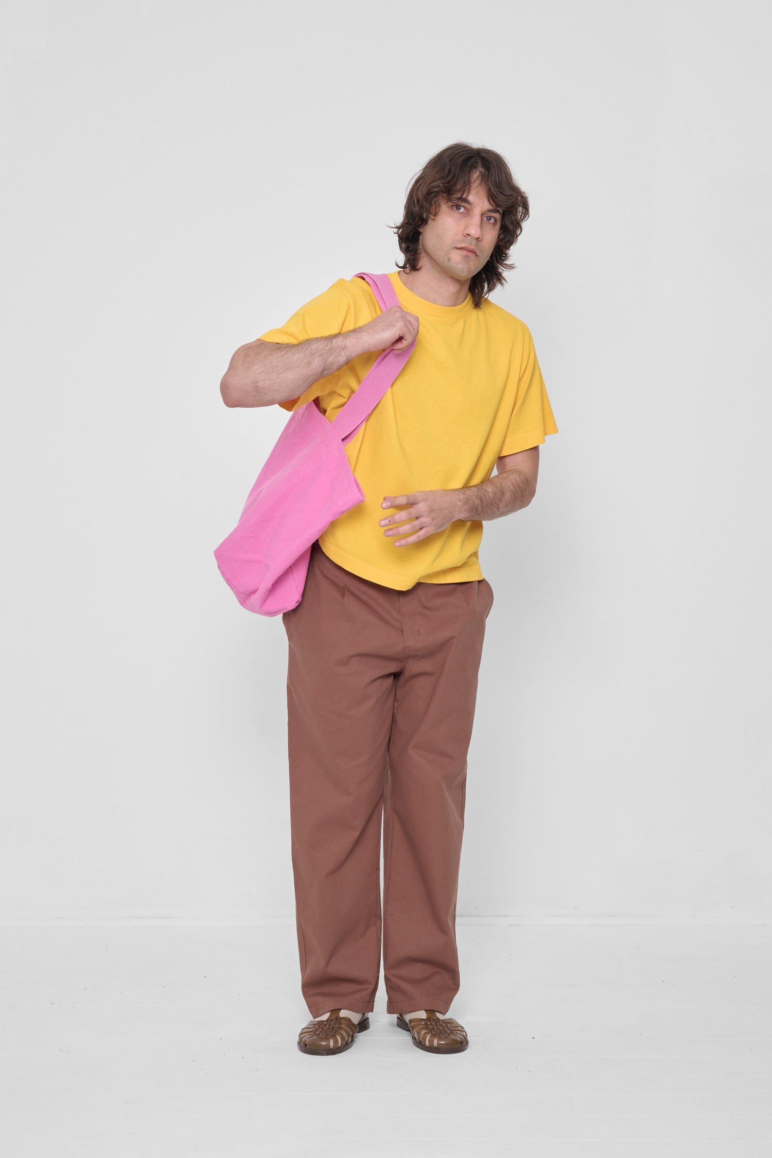Styled with Everybody Yellow Boxier Trash Tee and a Pixie Big Tote.