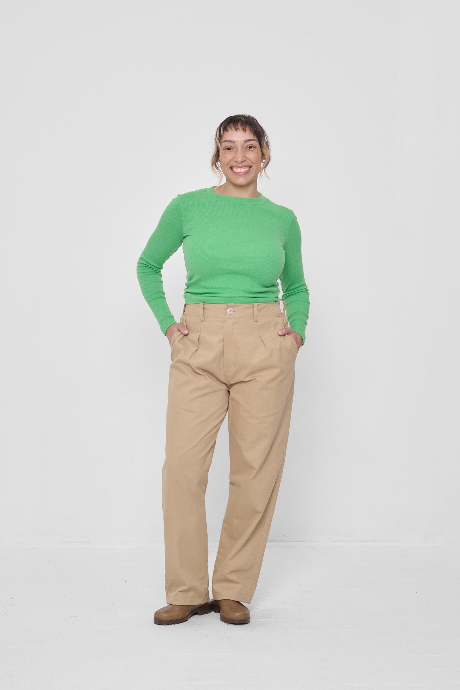 Styled with Nice Grass Rib Long Sleeve tucked in and Plasticana Opana Mules. 