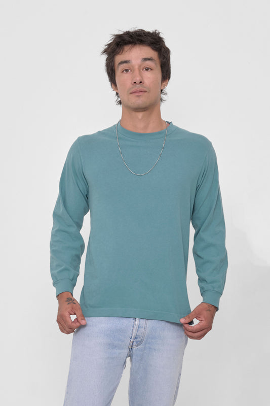 Long Sleeve Trash Tee in Oyster – front view on model