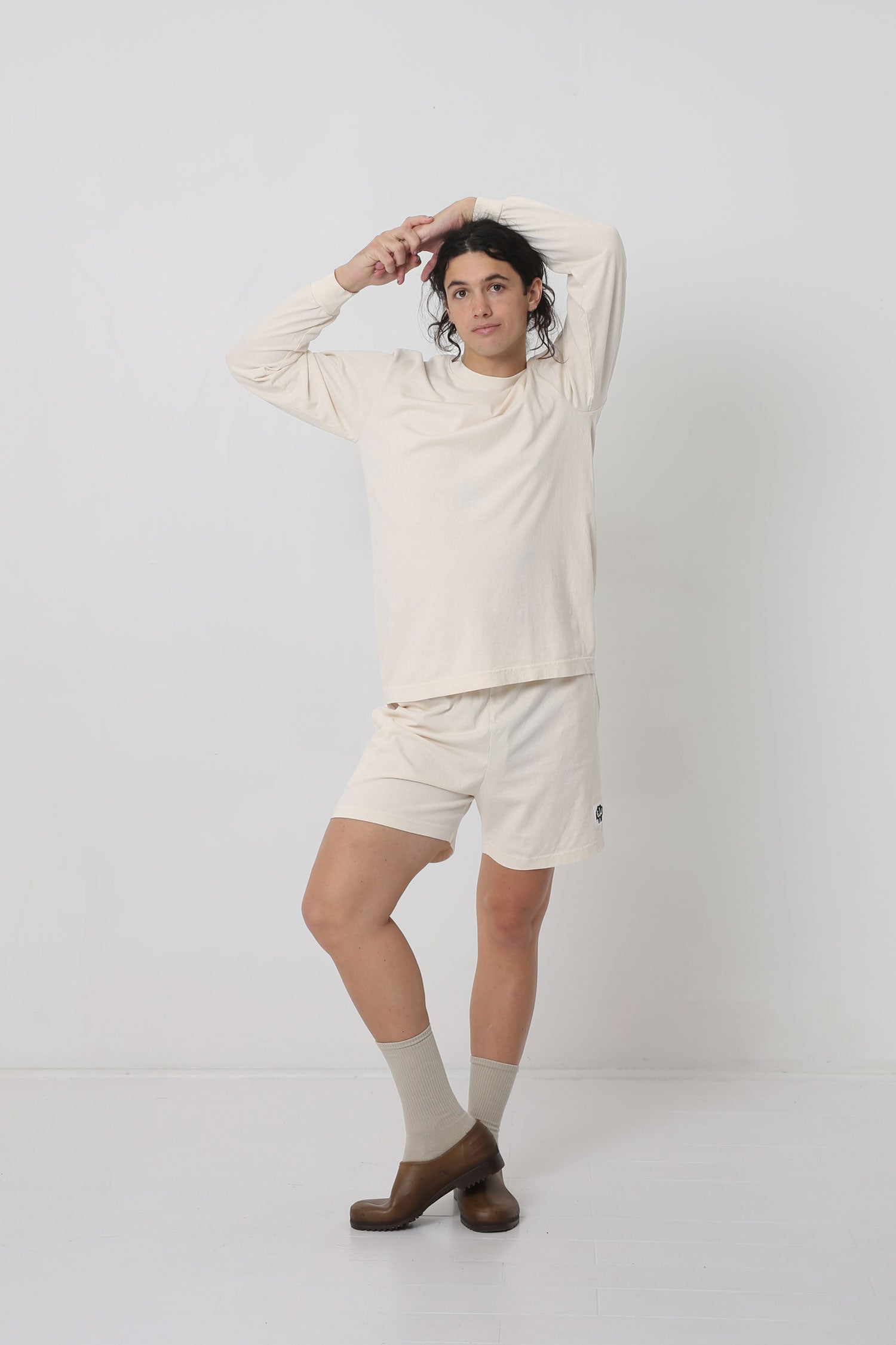 Styled with Scour Everyday Shorts, Spring Socks and Plasticana shoes.