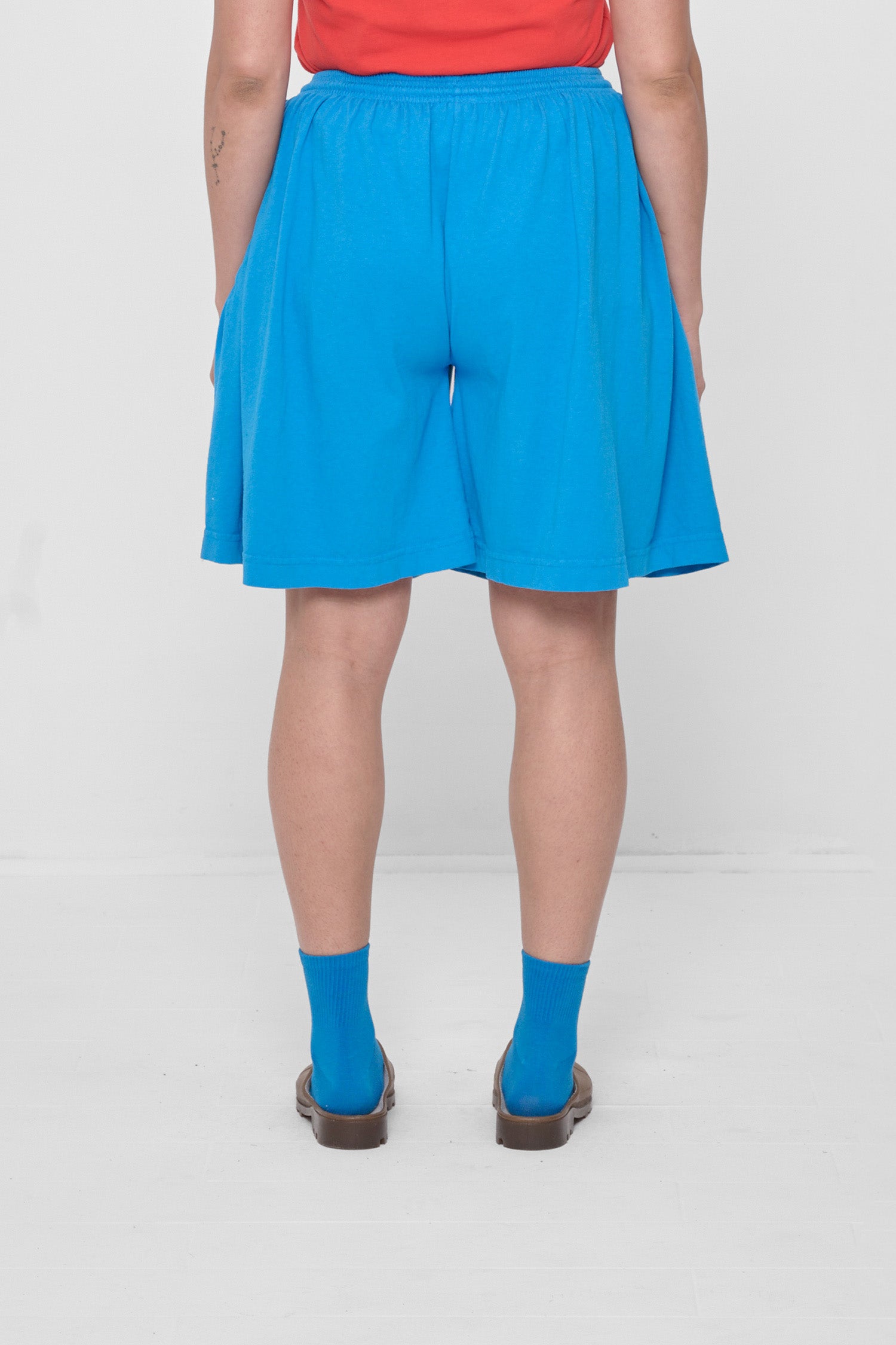 Back view showing drapey fit.