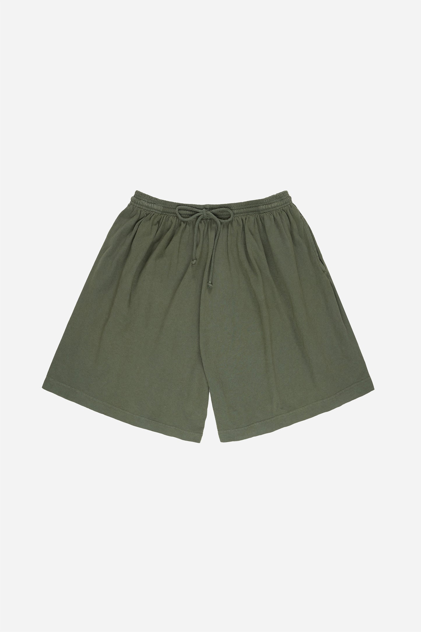 Flat lay of the Long Tubular Shorts in Pine.