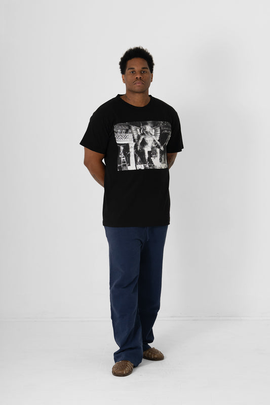 Styled with Trash Fleece Apartment Pants in Washed Navy.