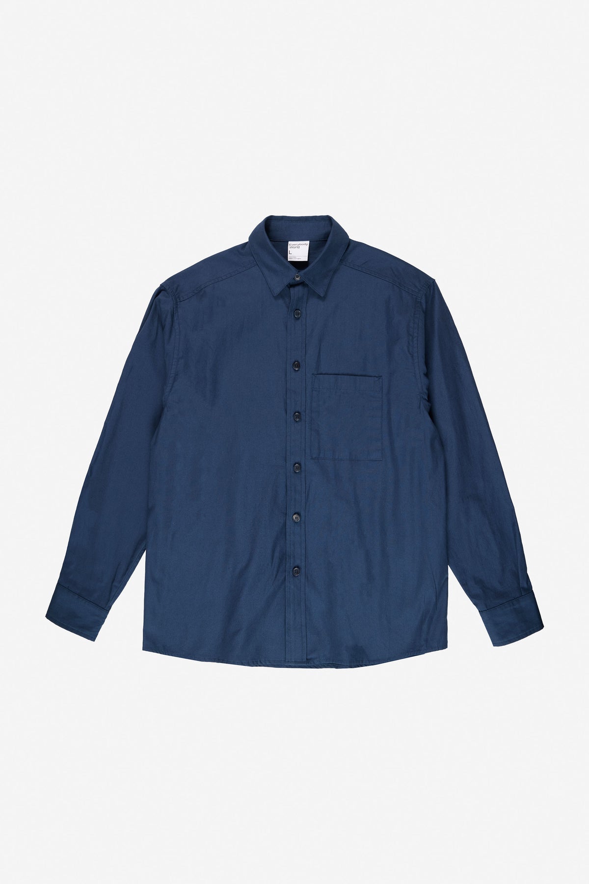 Peach Fuzz Button-Up Shirt in Washed Navy – flat lay, no model