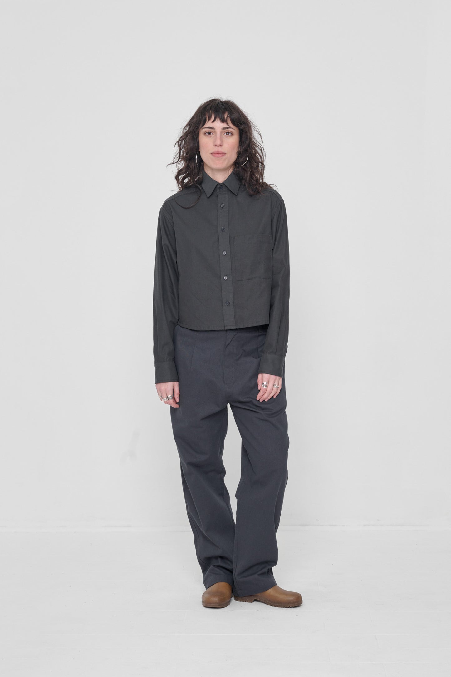 Styled with Slate Life Uniform Pants and Plasticana Gardana Clogs.