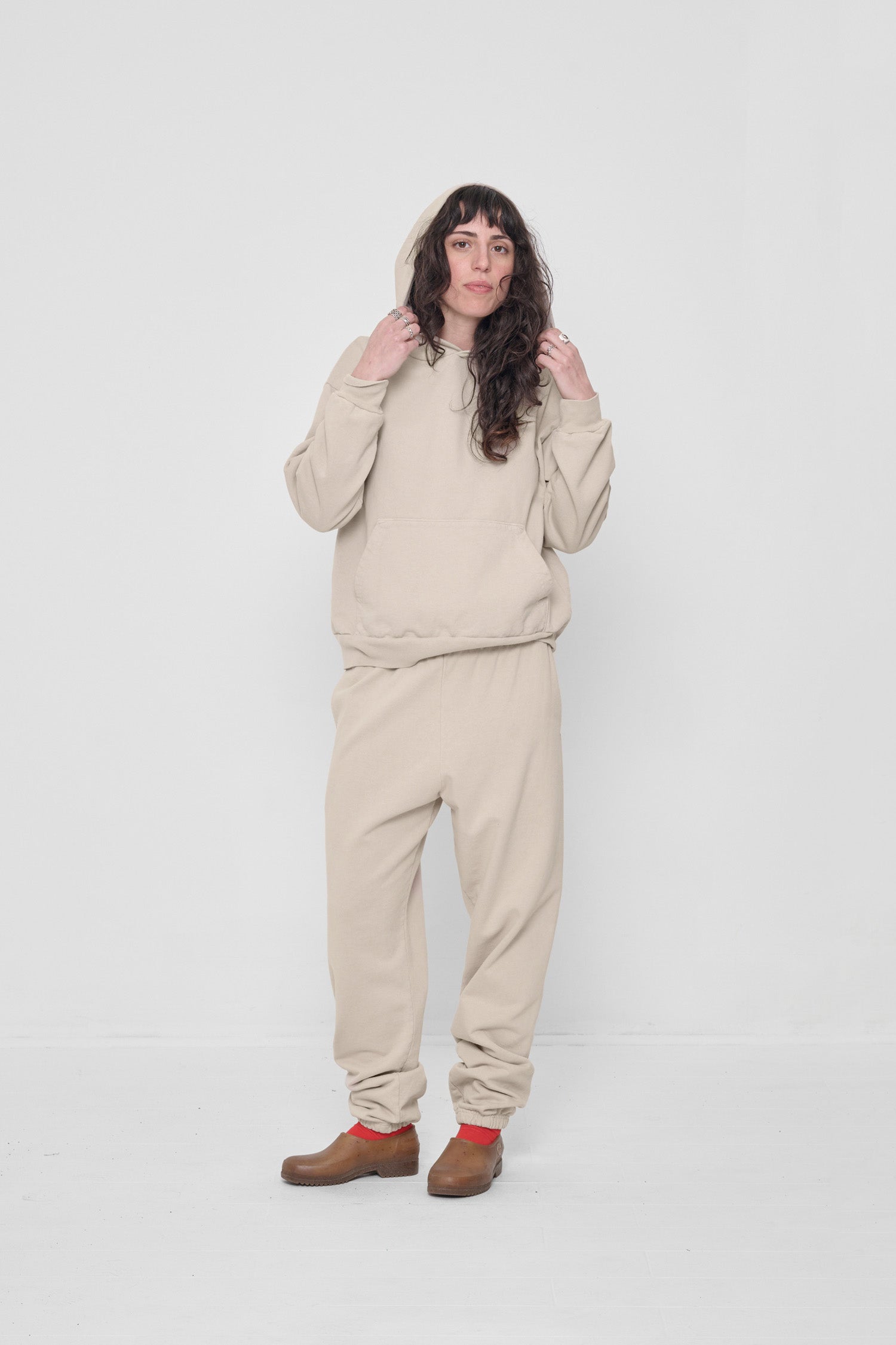 Styled with a Trash Hoodie and matching Oat Trash Sweatpants. 