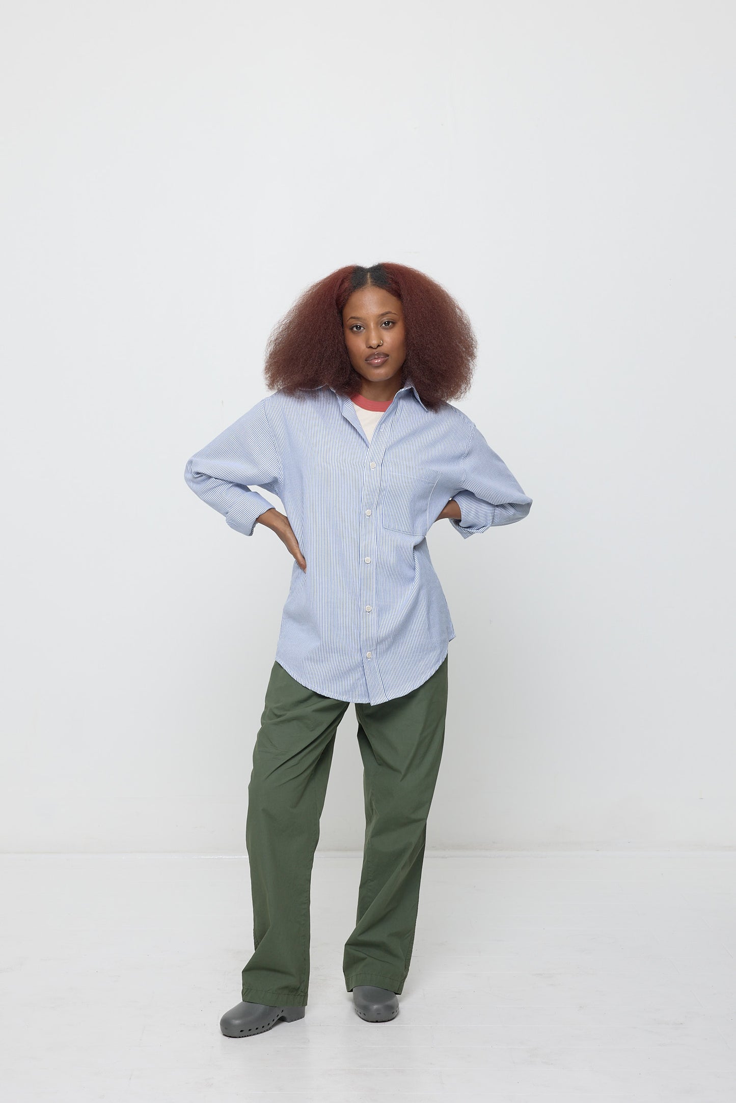 Everybody.World - Stripe Poplin Button-Up Shirt