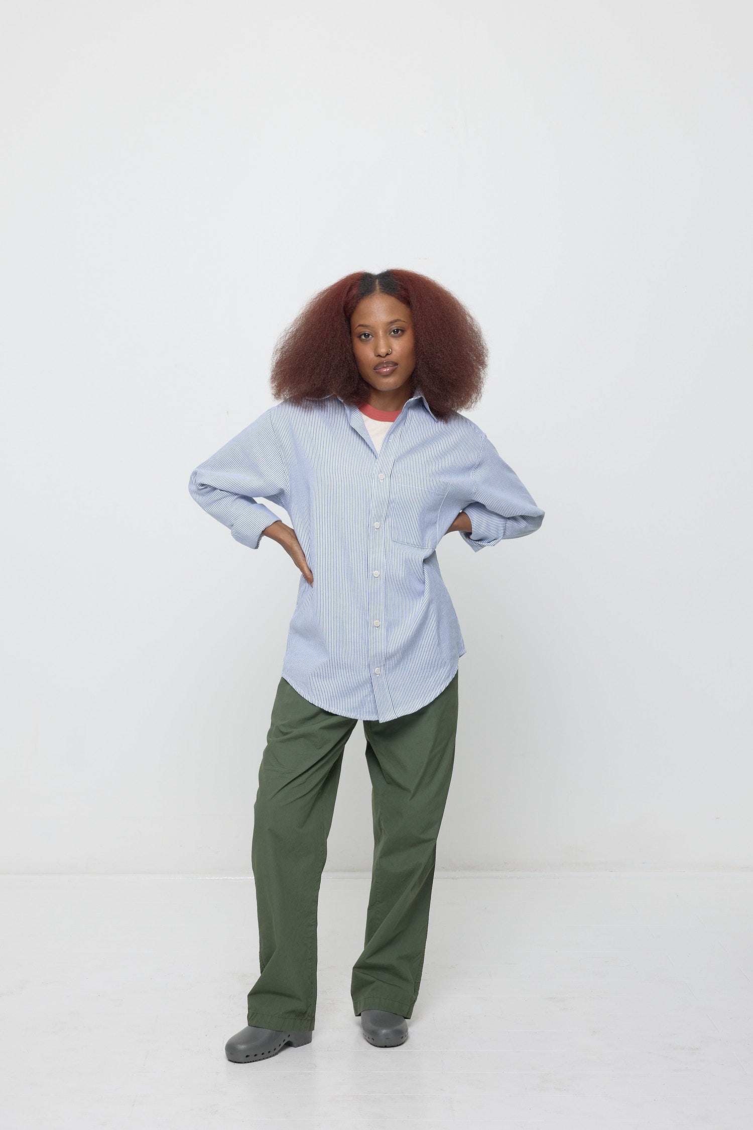 Everybody.World - Stripe Poplin Button-Up Shirt