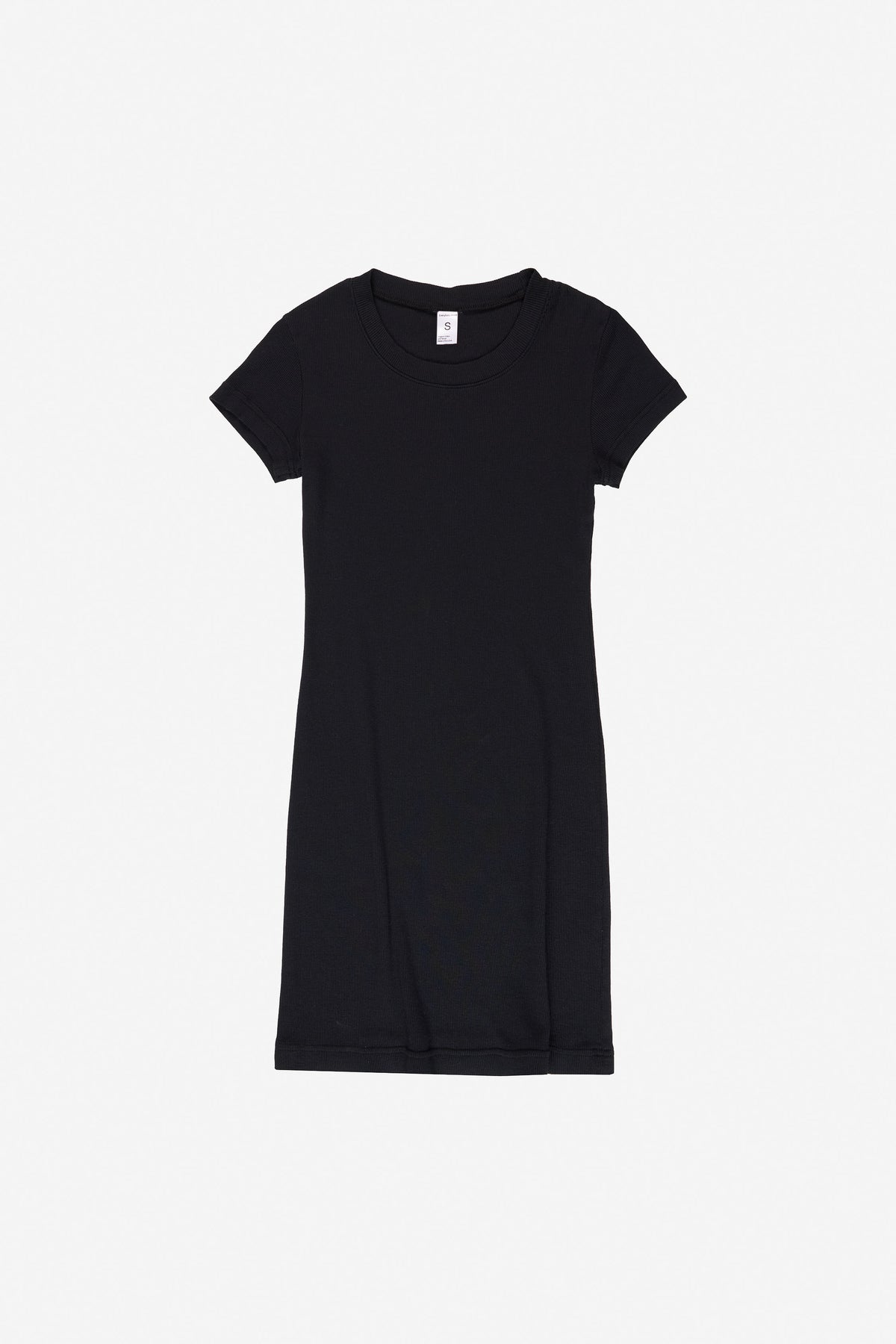 Rib Dress in Black - flat lay front view, no model