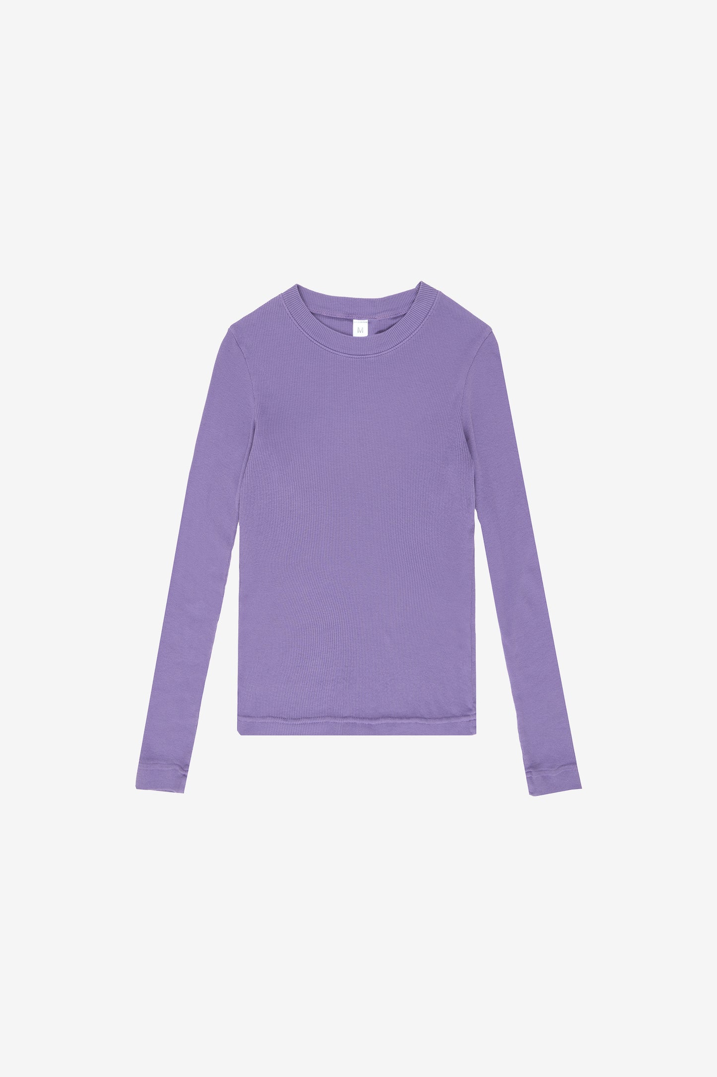 Flat lay, revealing the shirt’s slim, straight, and unstretched form.