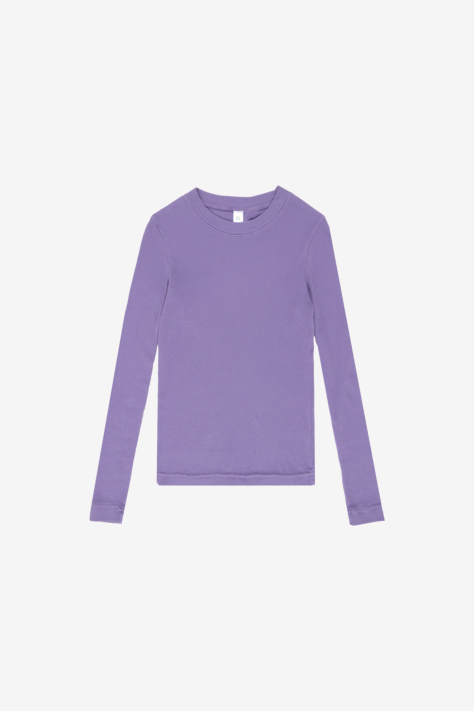 Flat lay, revealing the shirt’s slim, straight, and unstretched form.