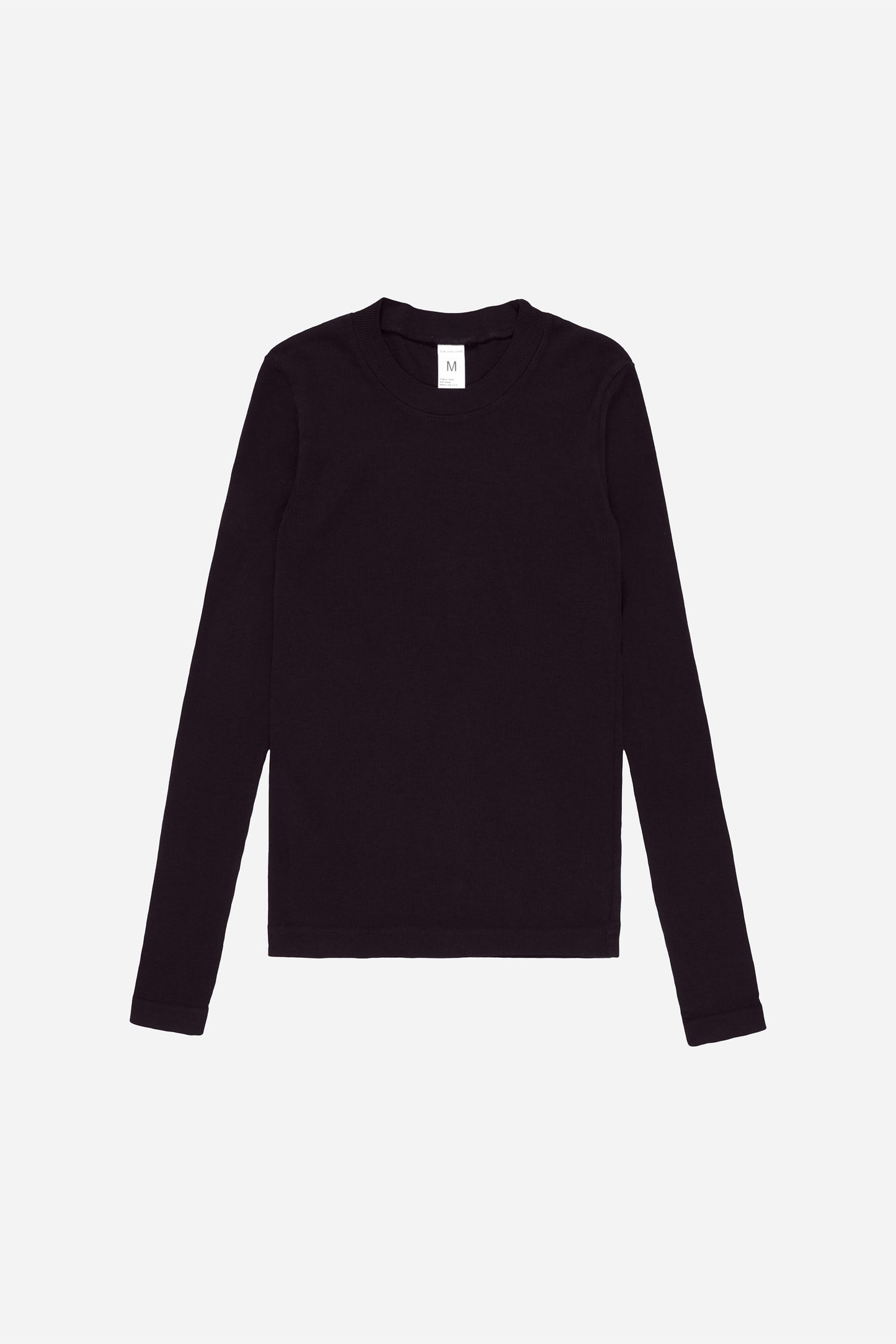 Flat lay of the Rib Long Sleeve in Mulberry, showing the full length and long sleeves.