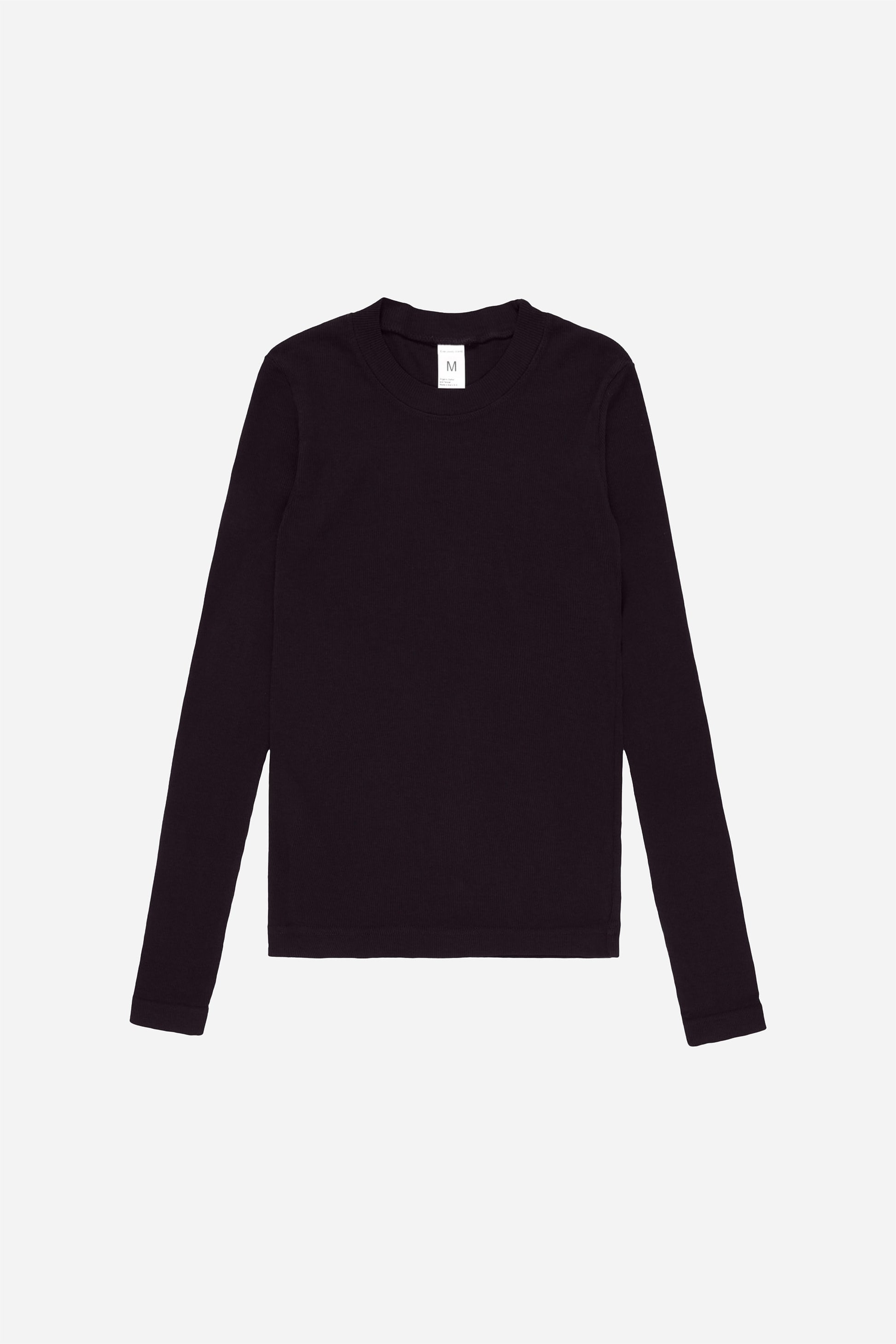Flat lay of the Rib Long Sleeve in Mulberry, showing the full length and long sleeves.