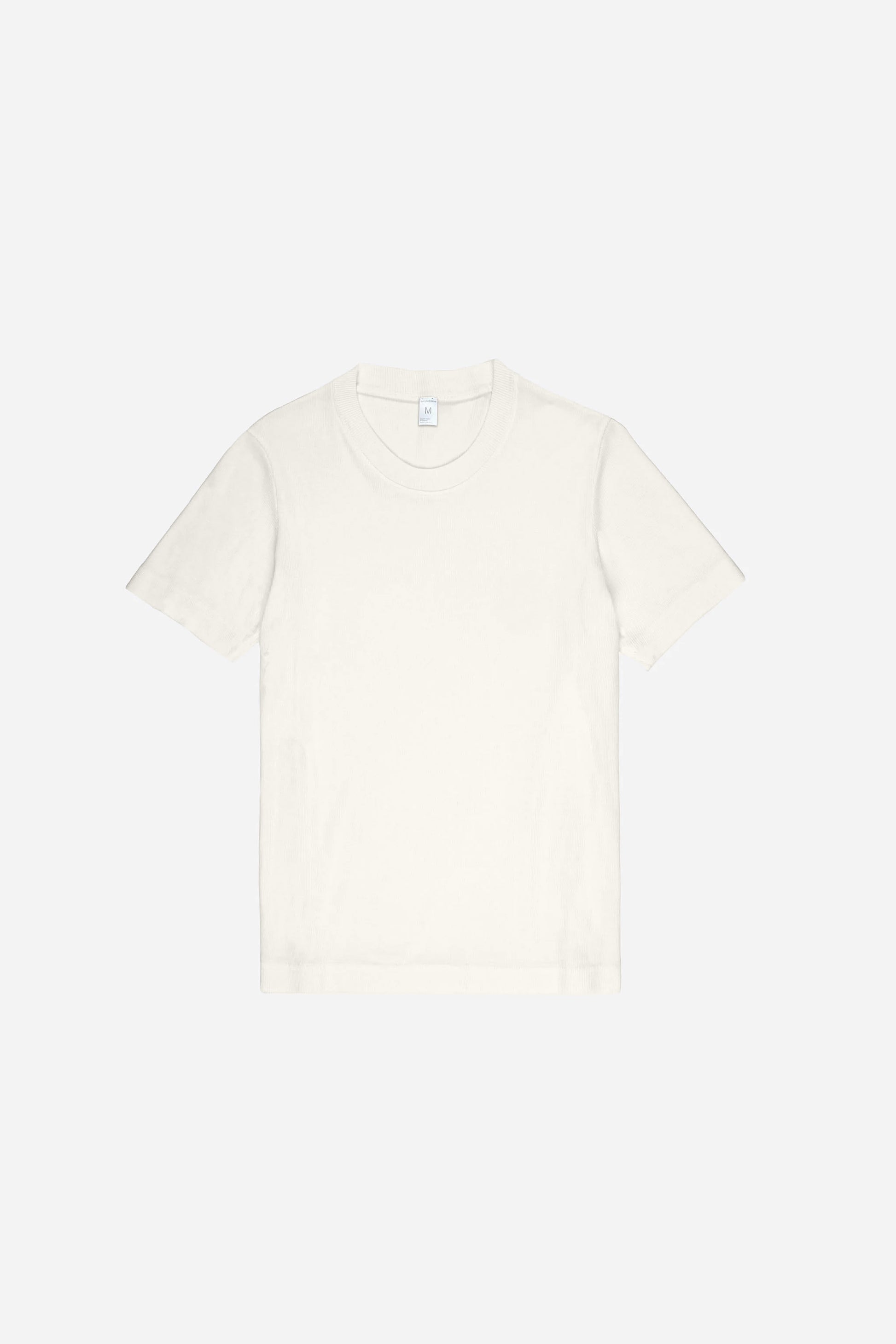 Flat lay showing slim and rectangular torso and sleeve silhouettes.