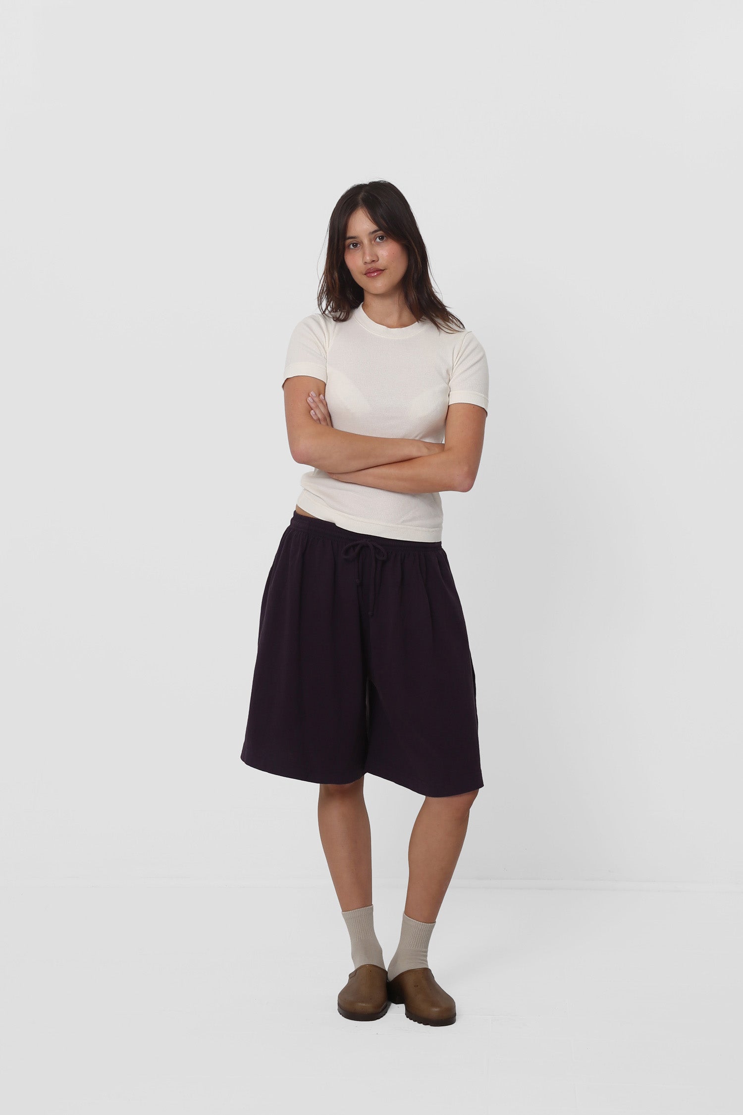 Styled with Mulberry Long Tubular Shorts, Oat Spring Socks and Plasticana shoes.