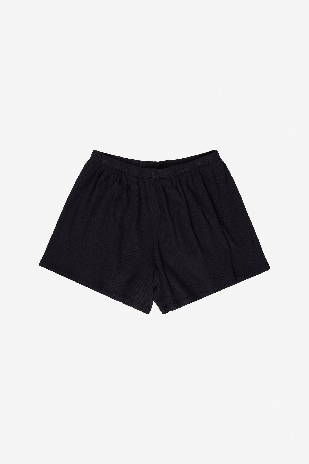 Rib Shorts in Black – flat lay, no model