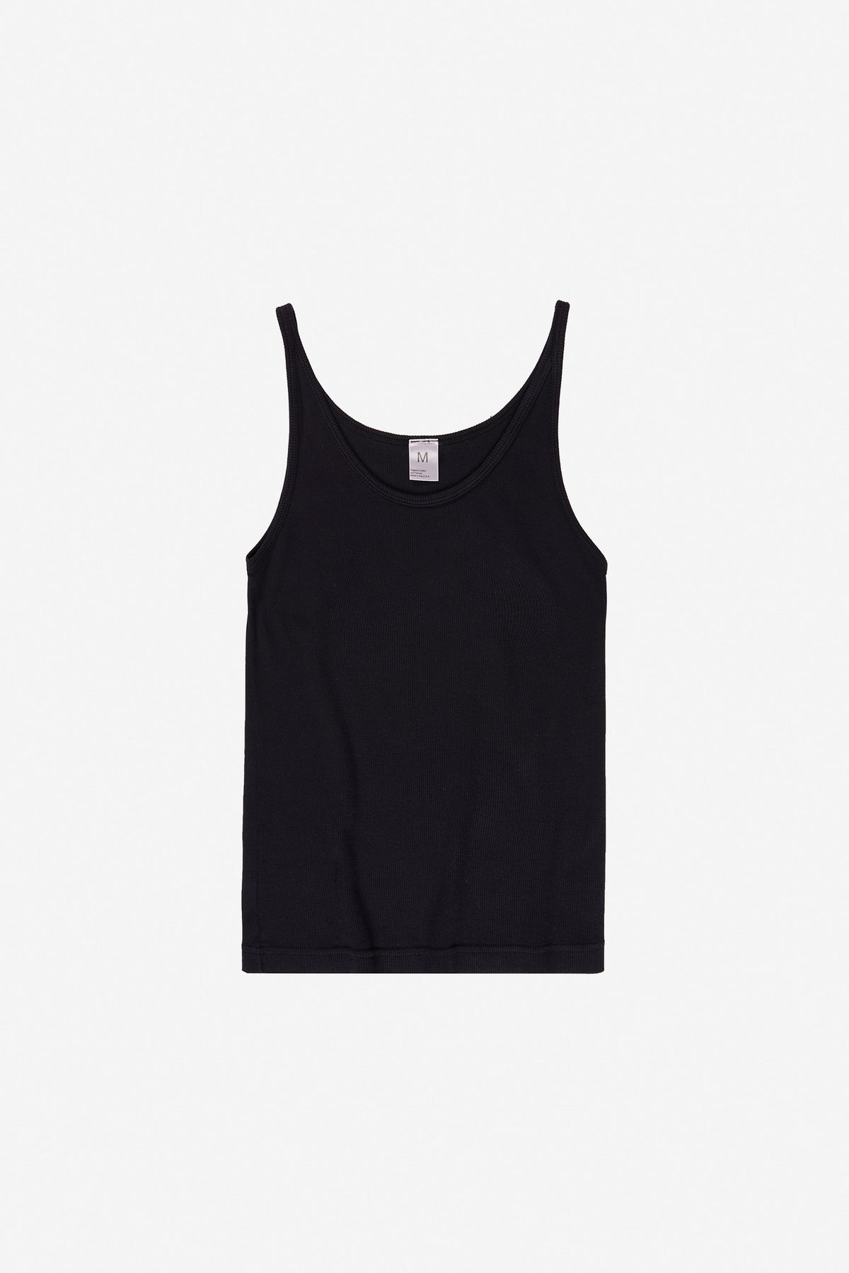 Rib Tank in Black - flat lay, no model