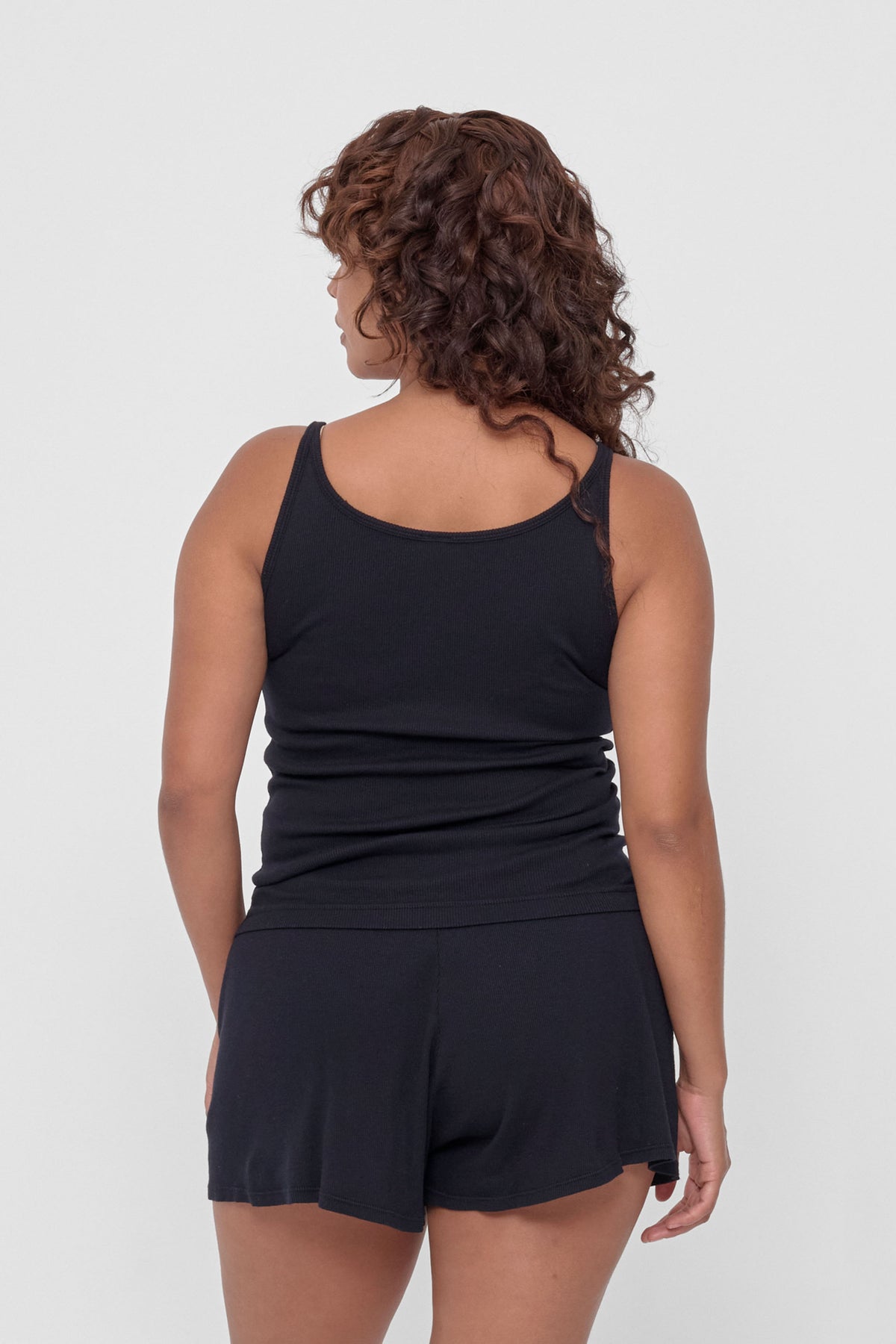 Rib Tank in Black - back view on model