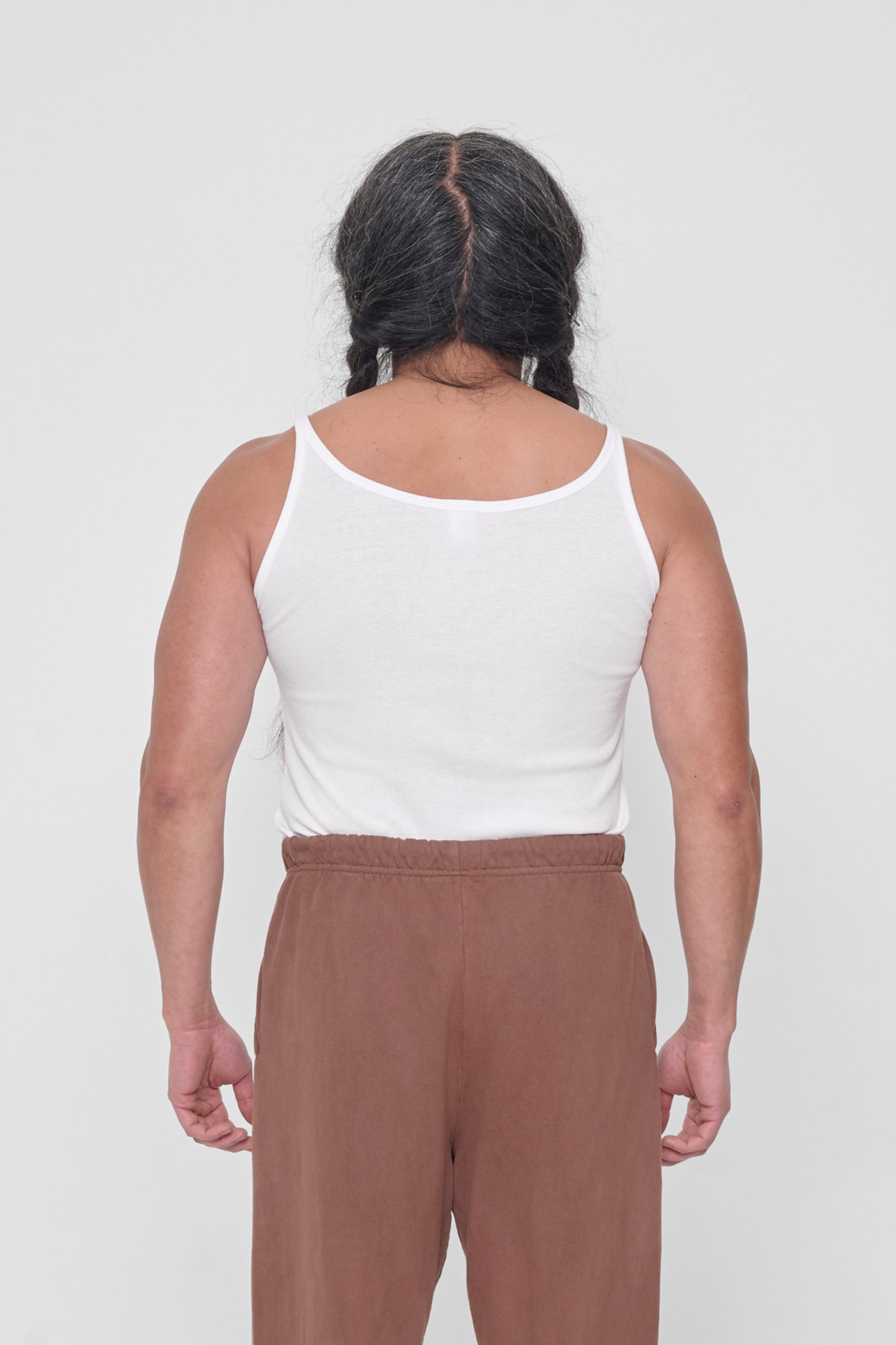 Back view shows snug fit throughout.