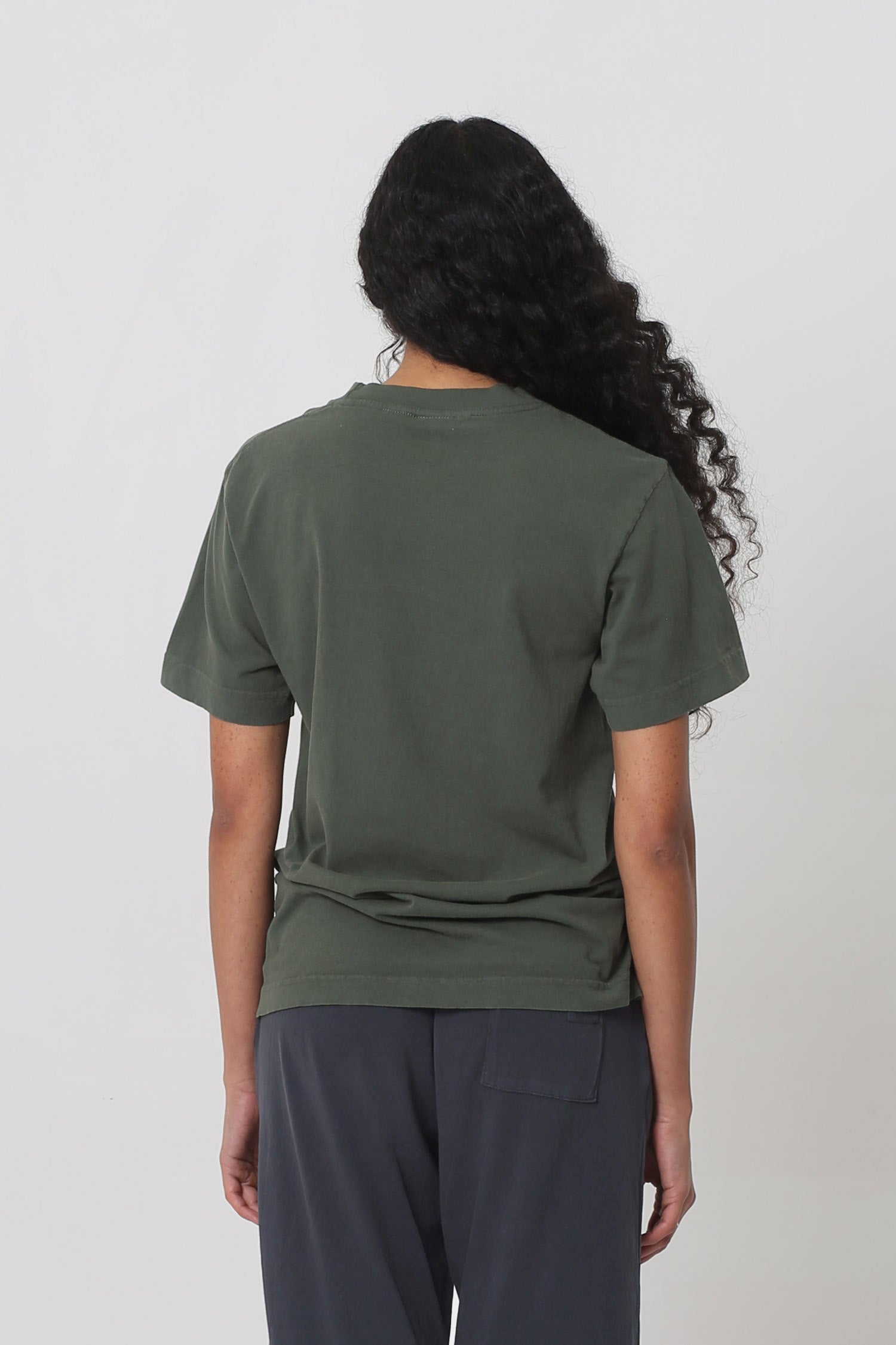 Back view shows relaxed fit throughout