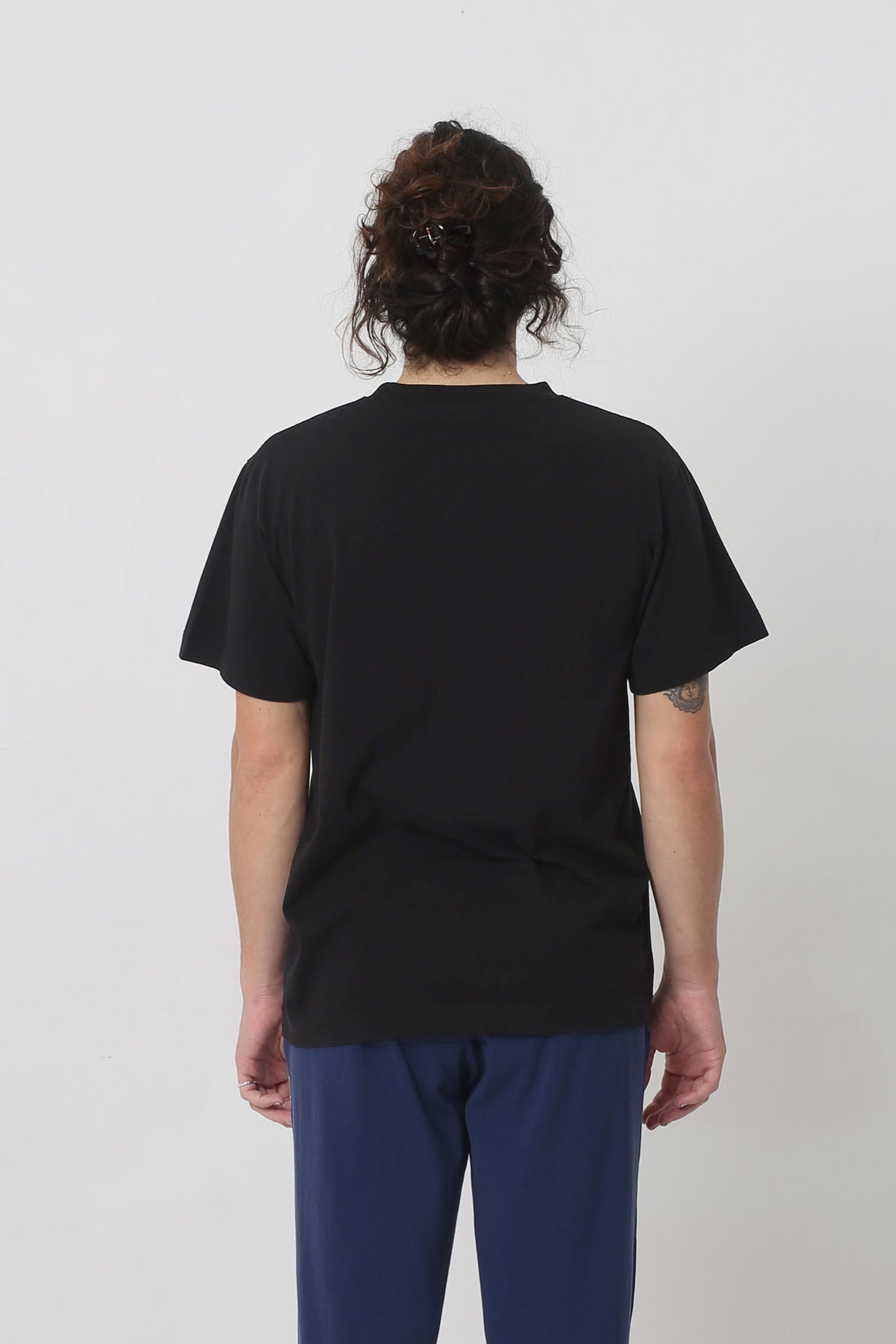 Back view shows relaxed fit throughout