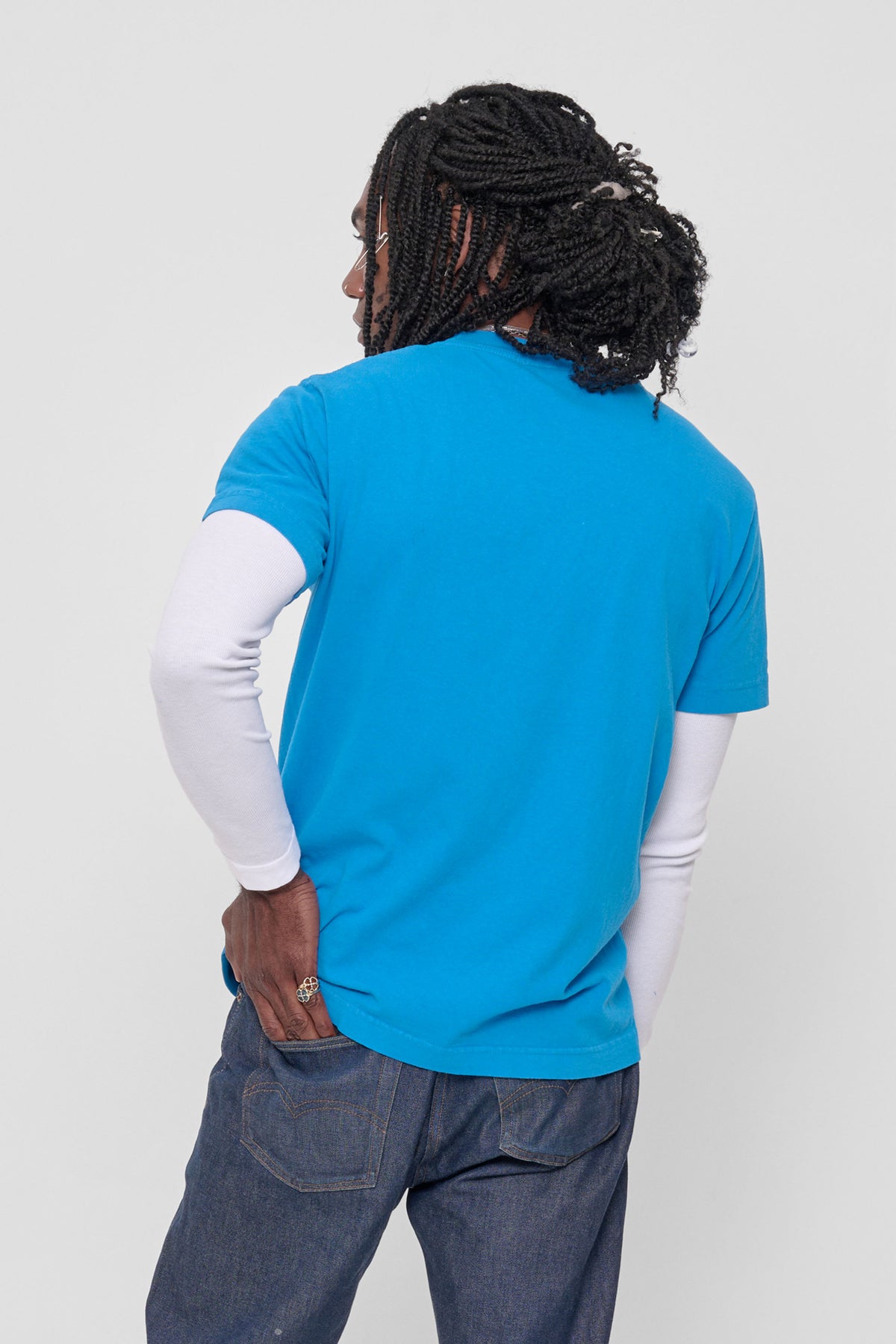 Short Sleeve Trash Tee in Malibu – back view on model