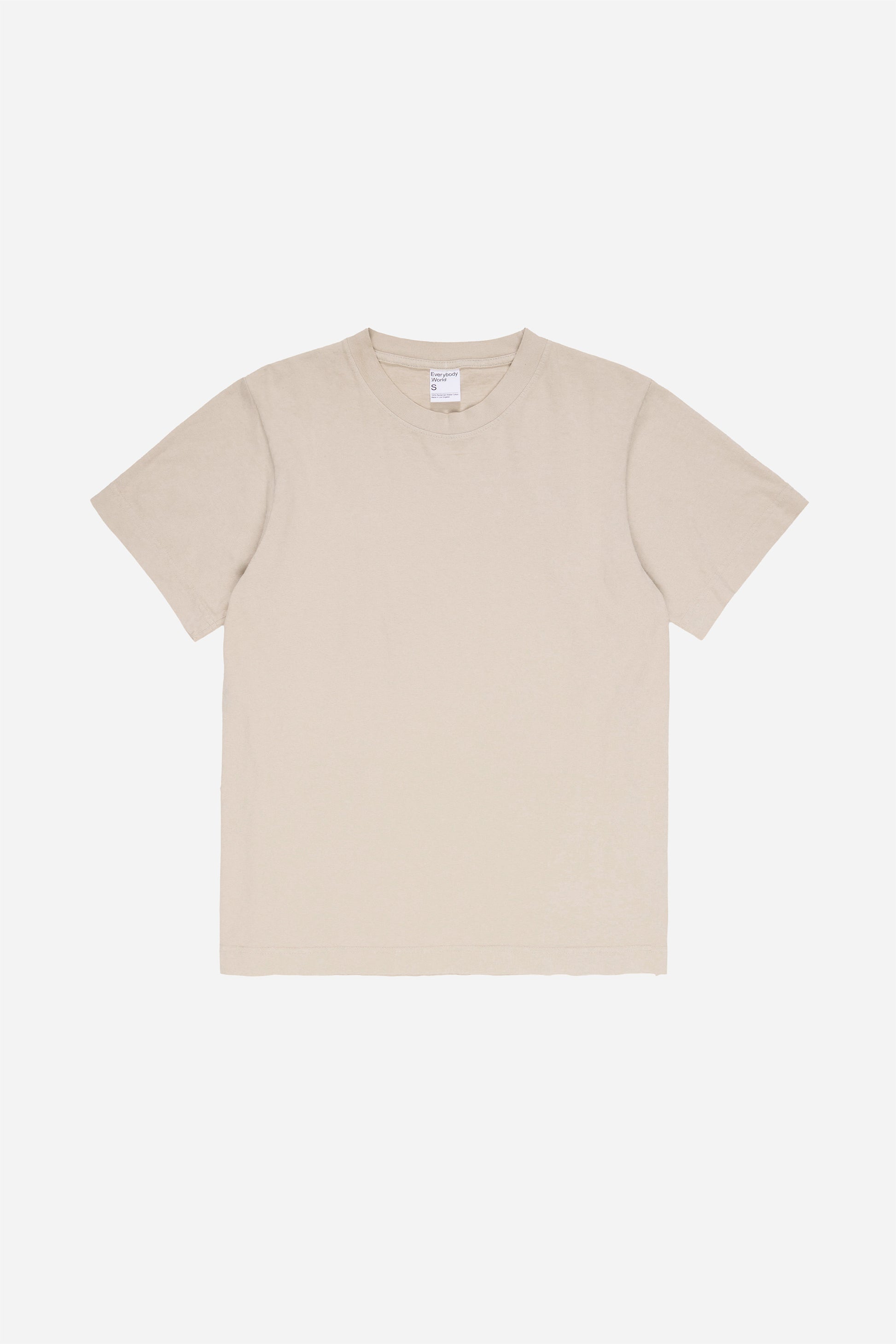 Flat lay of the Short Sleeve Trash Tee in Oat, showing the classic cut of the beige garment.
