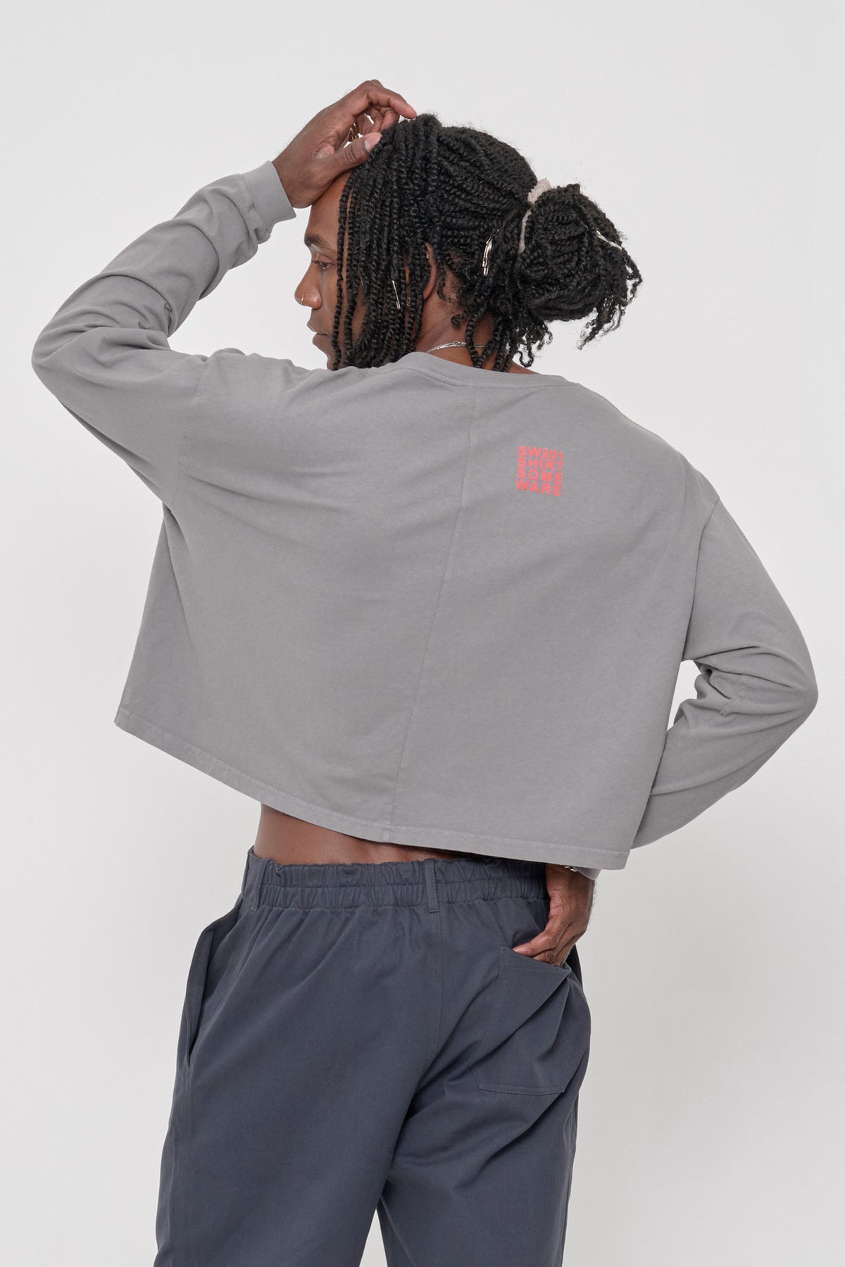 SW201 New Logo in Stone – back view with red "SW201 SHIRT SOME WARE" text graphic on upper right side