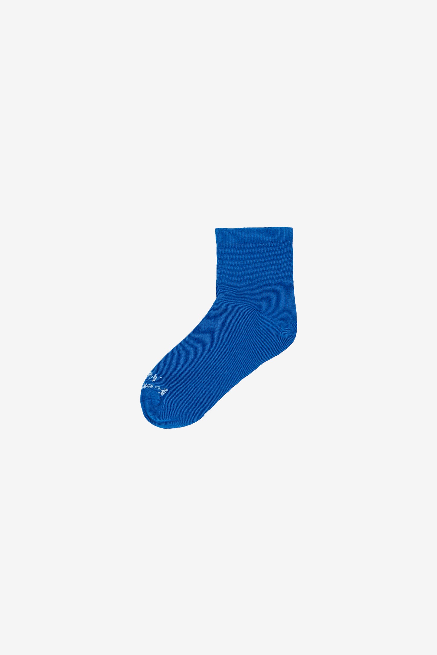 Flat lay of Lapis Spring Socks with Everybody.World branding in white.