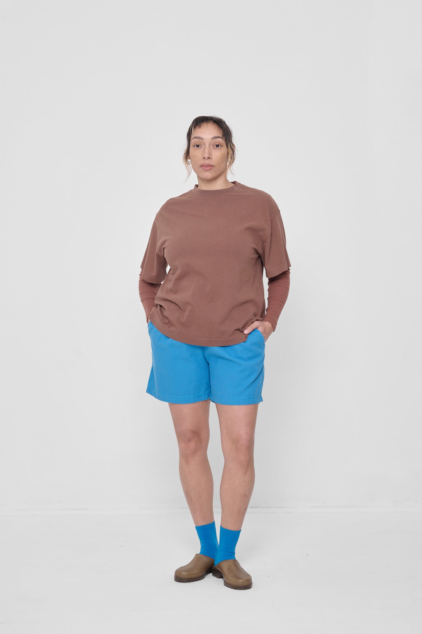 Styled with Malibu Stripe Everyday Shorts and a Potting Soil Boxier Trash Tee.