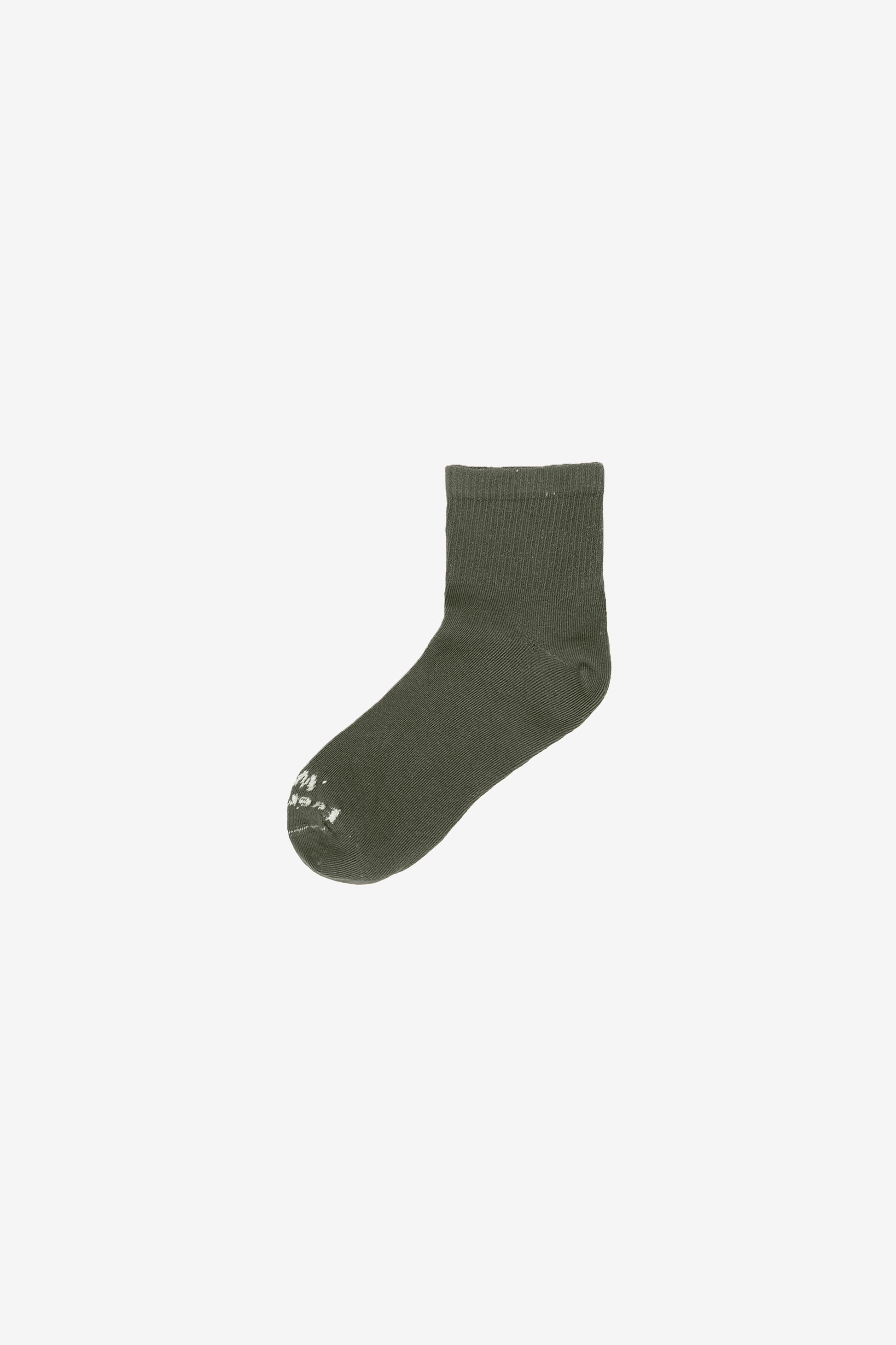 Flat lay of Pine Spring Socks with Everybody.World branding in white.