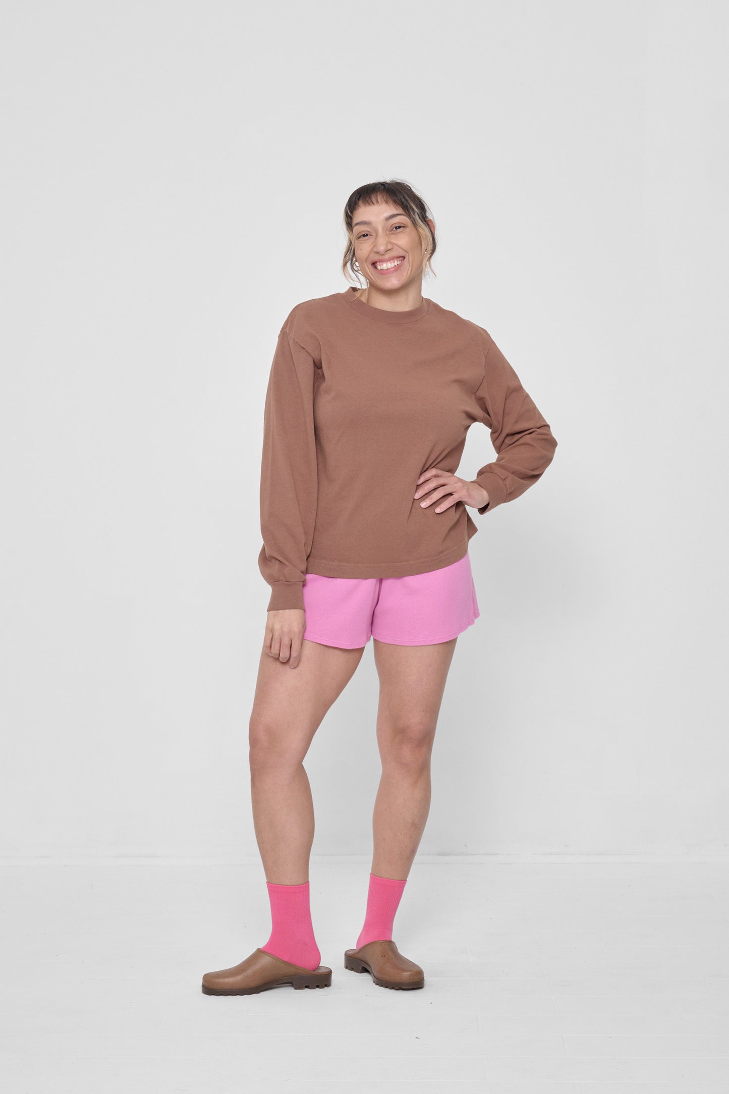 Styled with Potting Soil Long Sleeve Boxier Trash Tee and Pixie Rib Shorts.