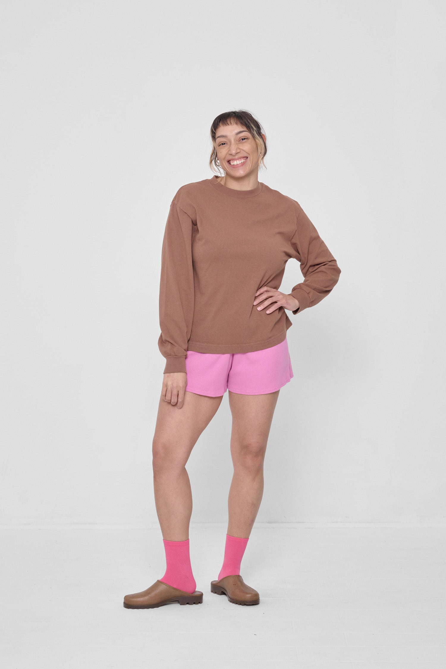 Styled with Potting Soil Long Sleeve Boxier Trash Tee and Pixie Rib Shorts.