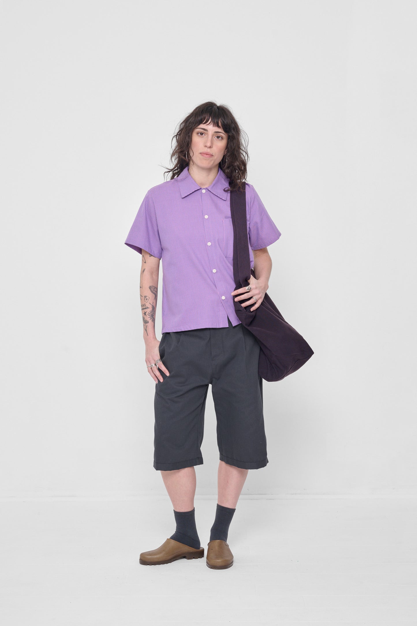 Styled with Pixie Short Sleeve Button-Up Shirt and Slate Bermuda Shorts.