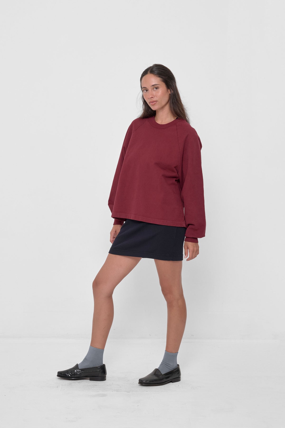 Styled with Garnet Trash Crewneck and Black Rib Dress