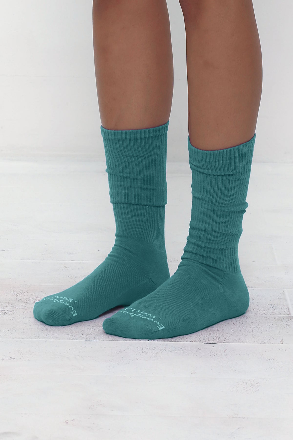 3/4 view shown on a person's lower legs.