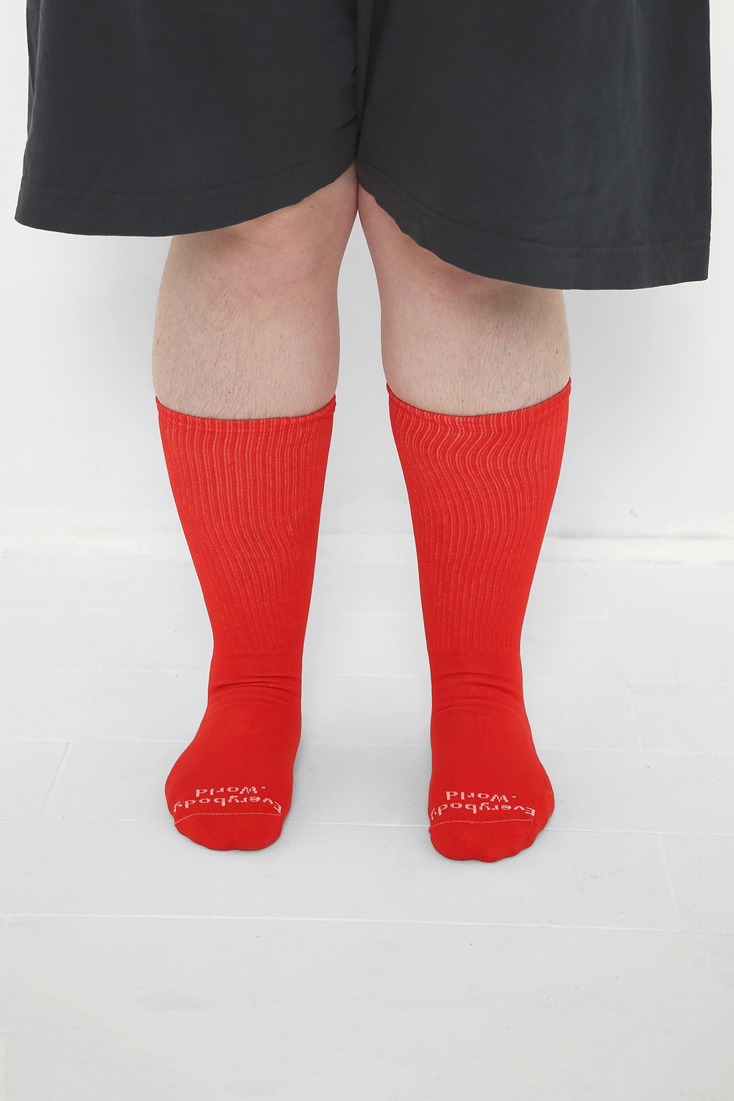 Lava Socks, branded 'Everybody.World' in white at the toe, mid-calf high.