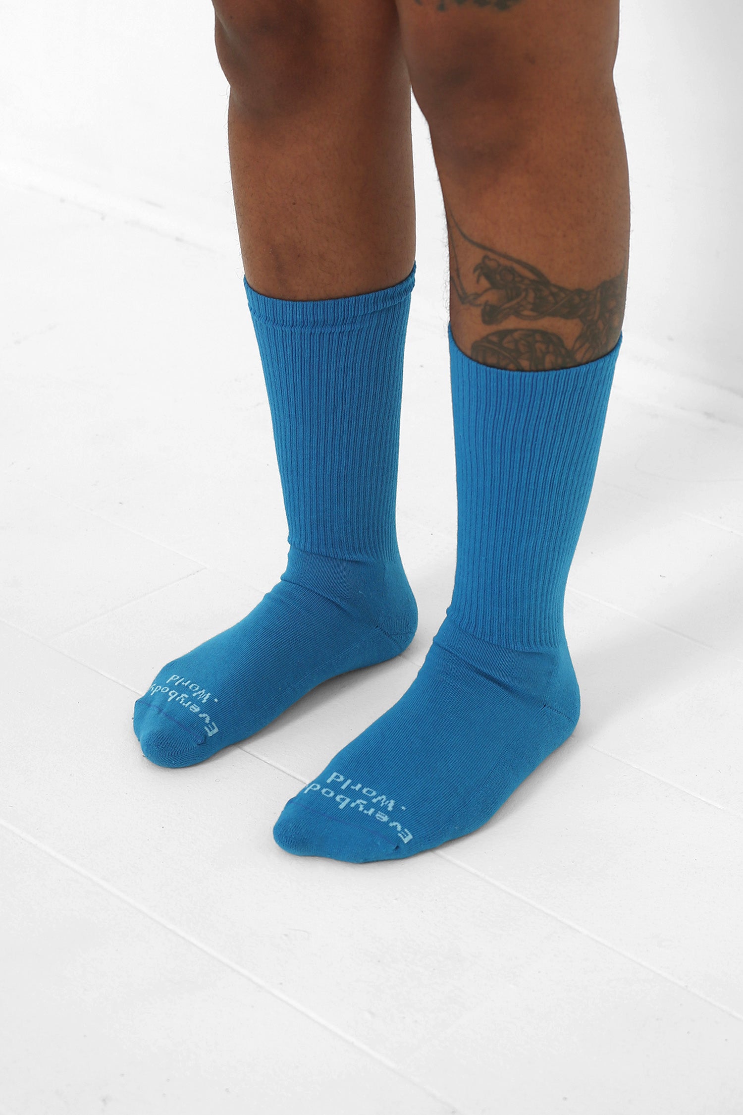 3/4 view shown on a person's lower legs.