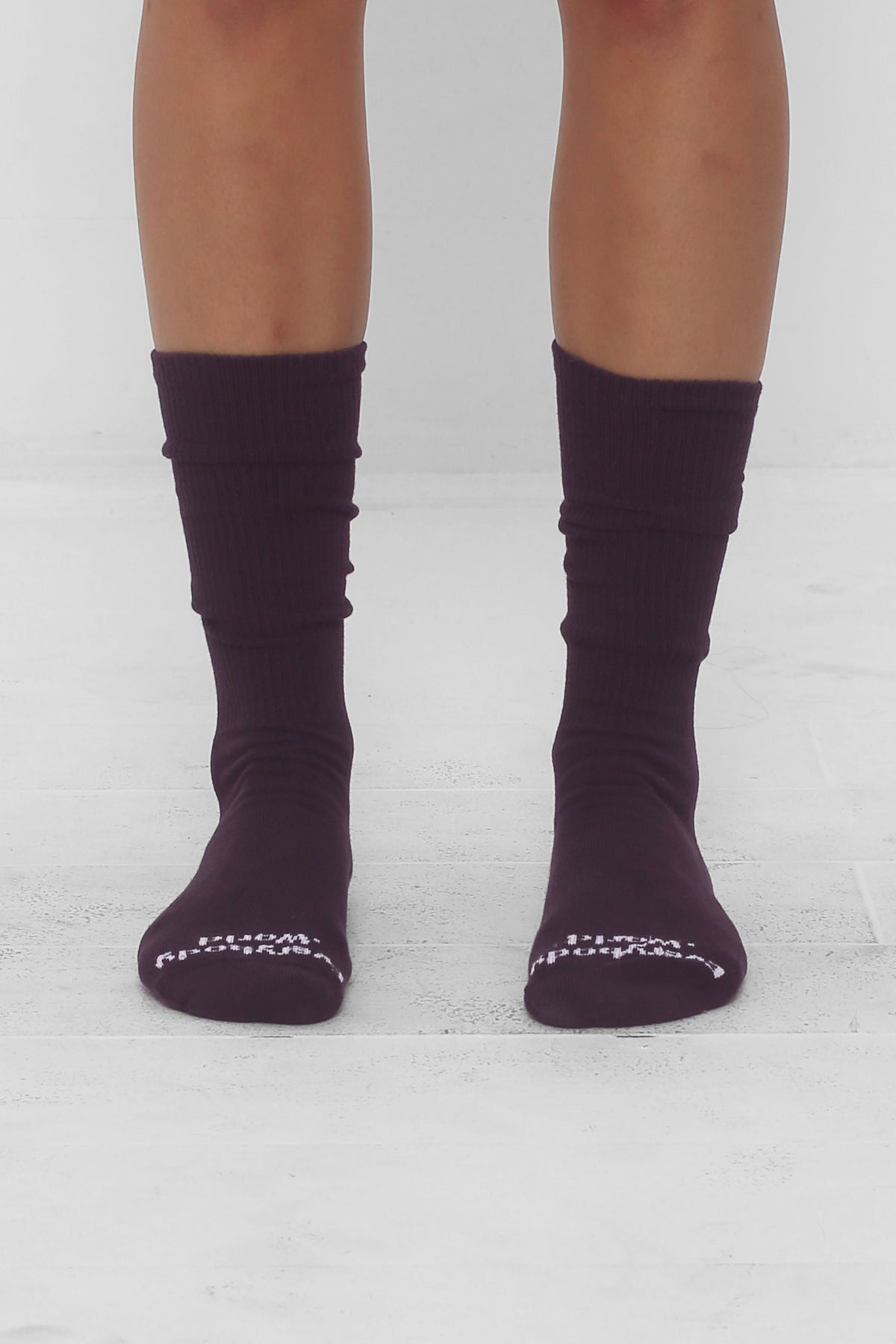 Mulberry Squishy Socks, branded 'Everybody.World' in white at the toe.