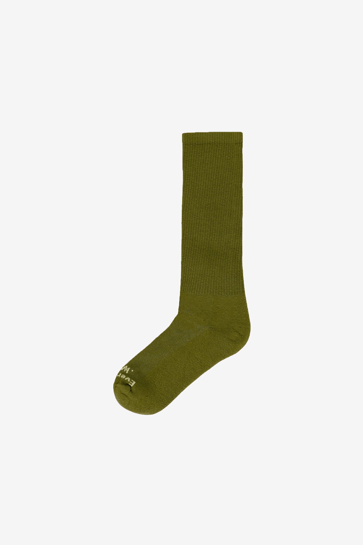Olive Squishy Socks, branded 'Everybody.World' in white at the toe.