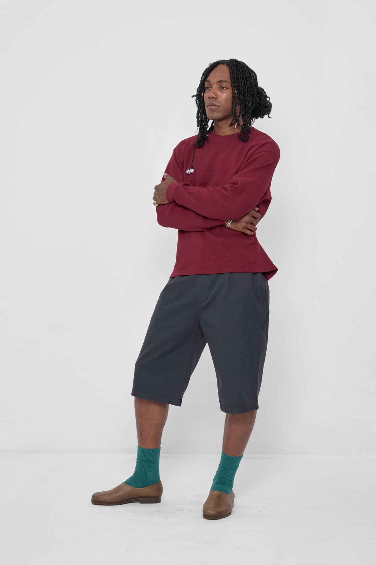 Styled with Garnet Thermal Trash Tee and Slate Bermuda Shorts