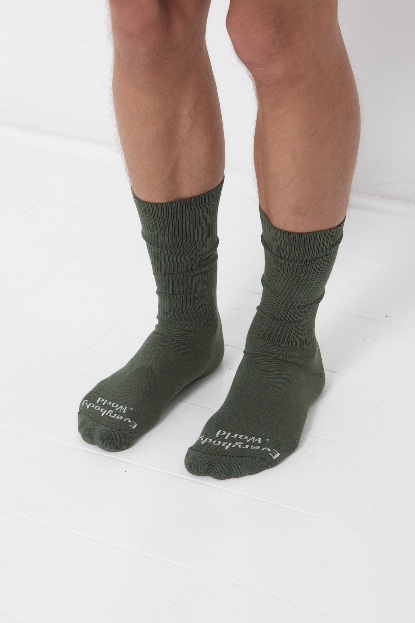 3/4 view shown on a person's lower legs.